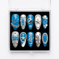 Detroit Lions Handmade Press On Nails | Reusable 3D Nail Set