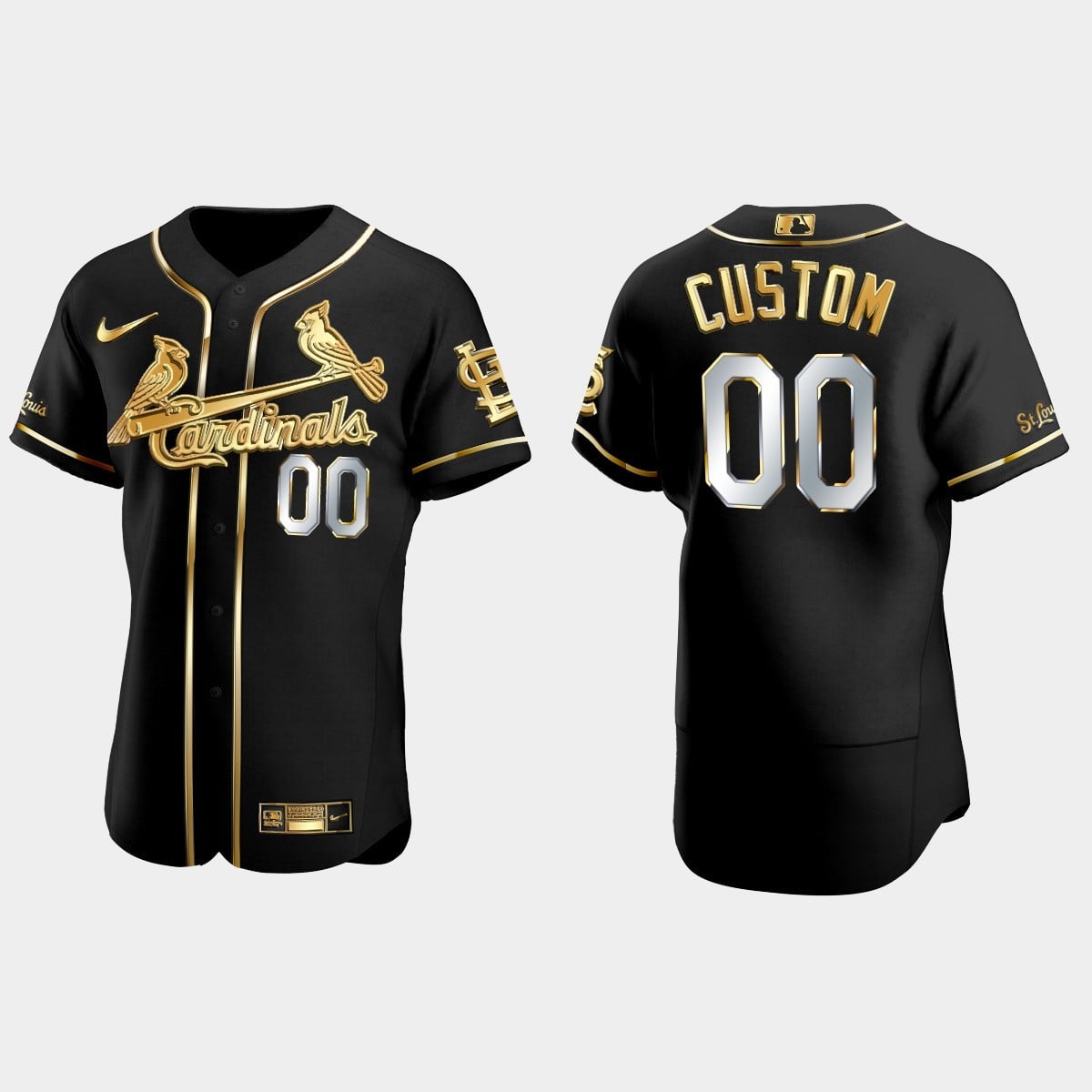 Custom St. Louis Cardinals 2022 Black Gold Jersey - All Stitched