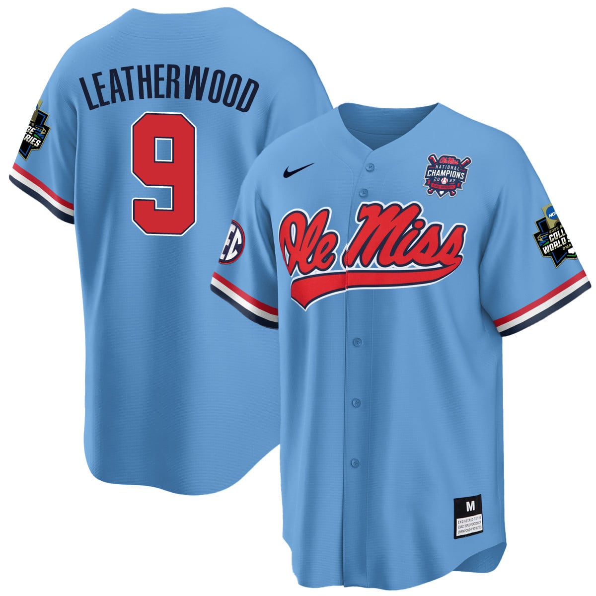 Men's Ole Miss Baseball Champion Patch Cool Base Jersey 2022 – All Stitched