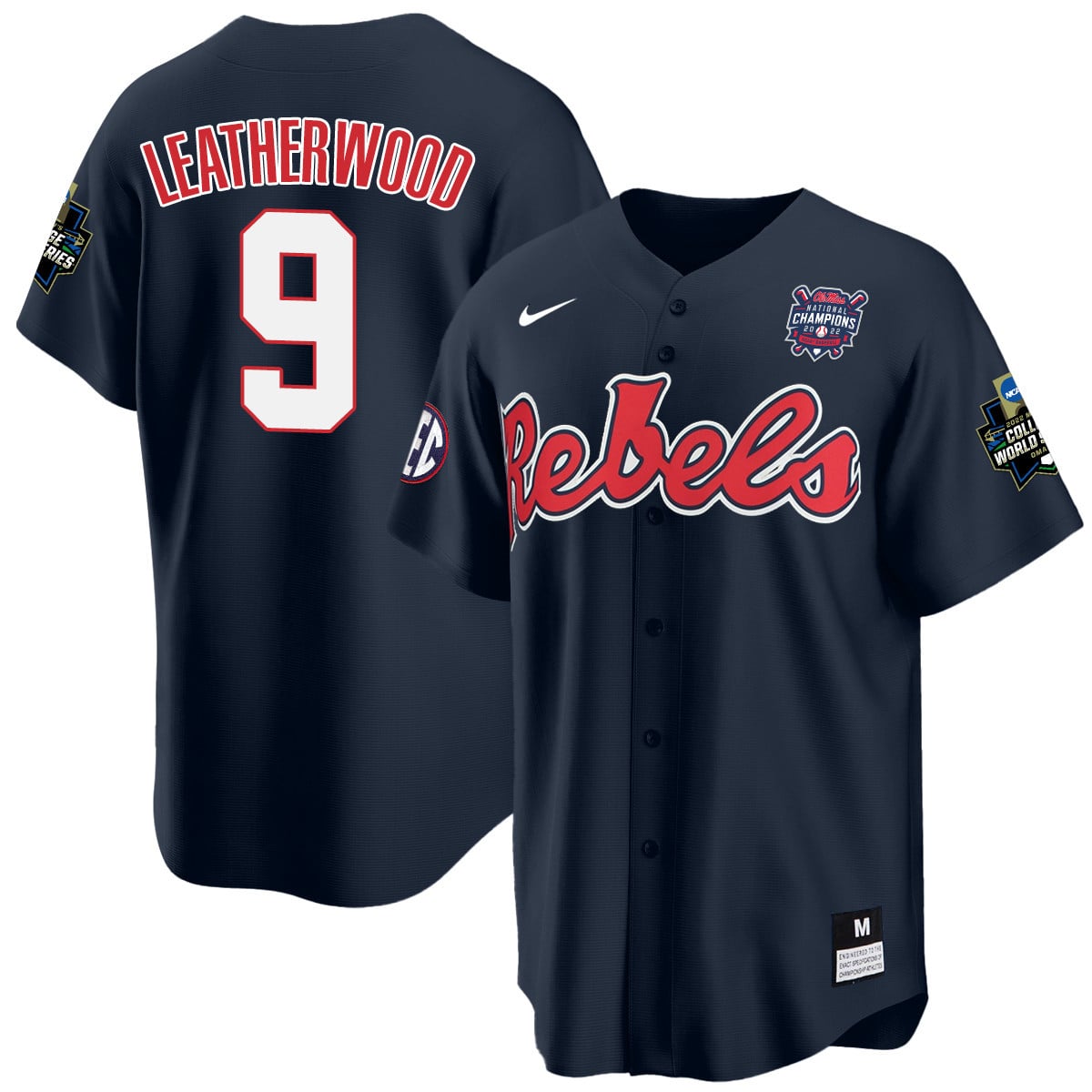 Men's Ole Miss Baseball Champion Patch Cool Base Jersey 2022 – All Stitched
