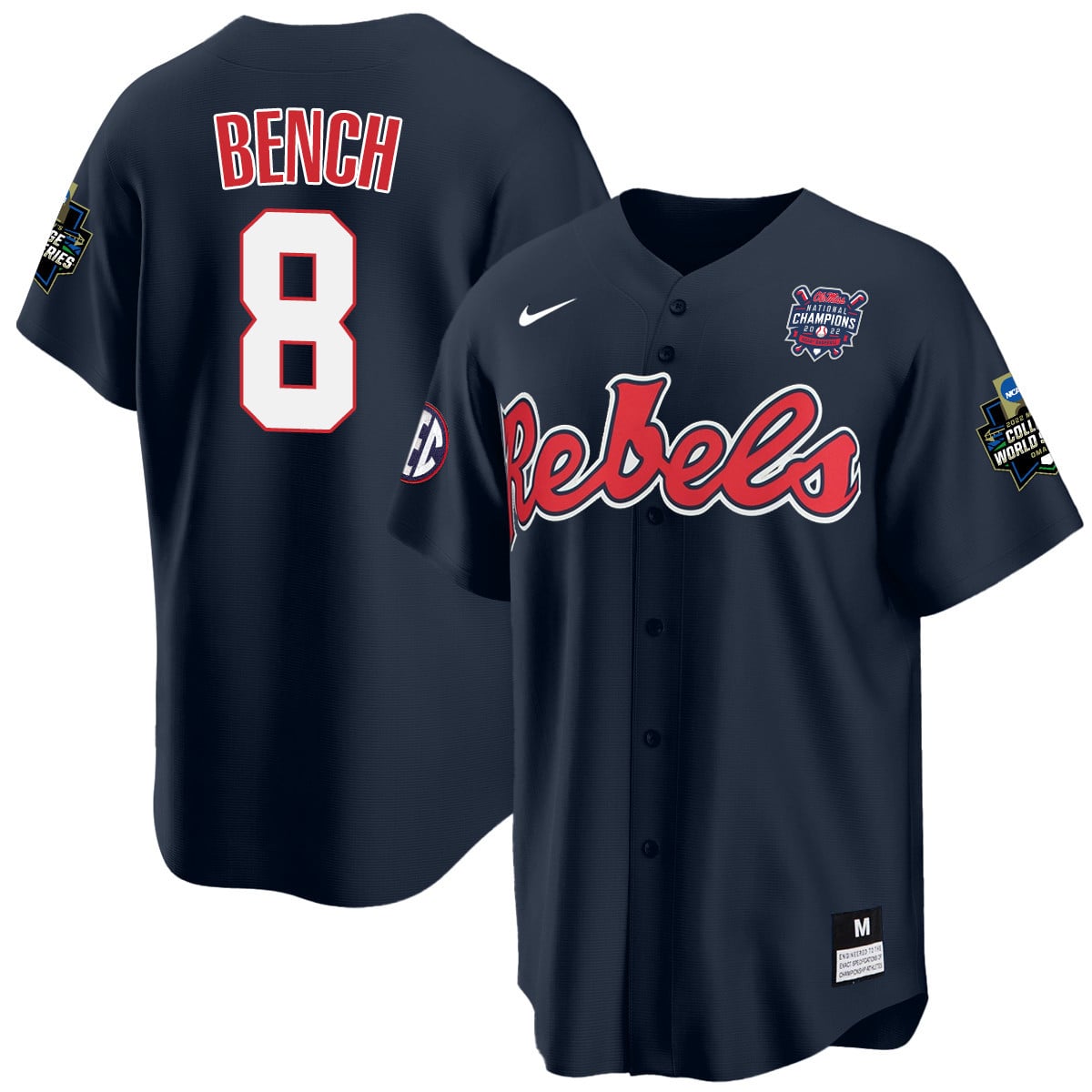 Men's Ole Miss Baseball Champion Patch Cool Base Jersey 2022 – All Stitched