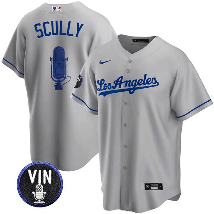 Los Angeles Dodgers Vin Scully Patch Jersey - All Stitched