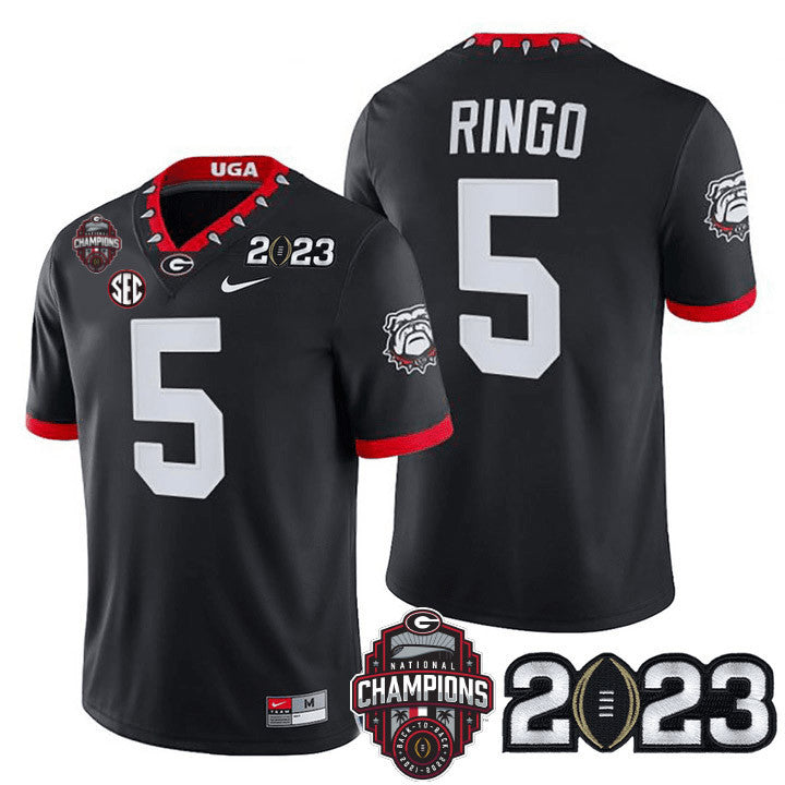 Men’s Georgia Bulldogs Players 2023 CFP National Champions Patch Jersey – All Stitched