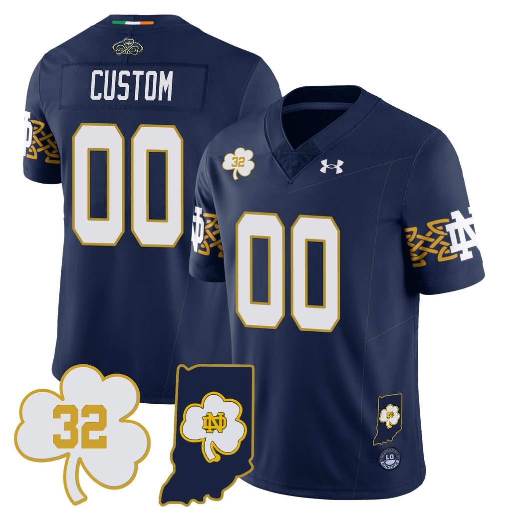 Men?s Notre Dame Fighting Irish Football Stitched Jersey ? Indiana Map