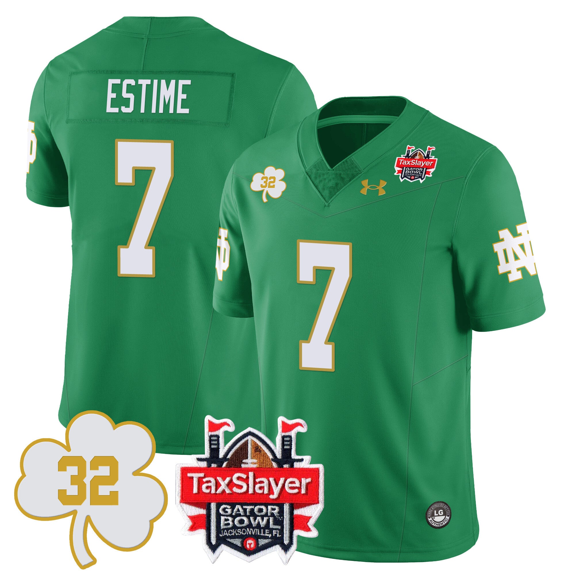 Men's Notre Dame Football Johnny Lujack Patch 2023 Gator Bowl Jersey - All Stitched