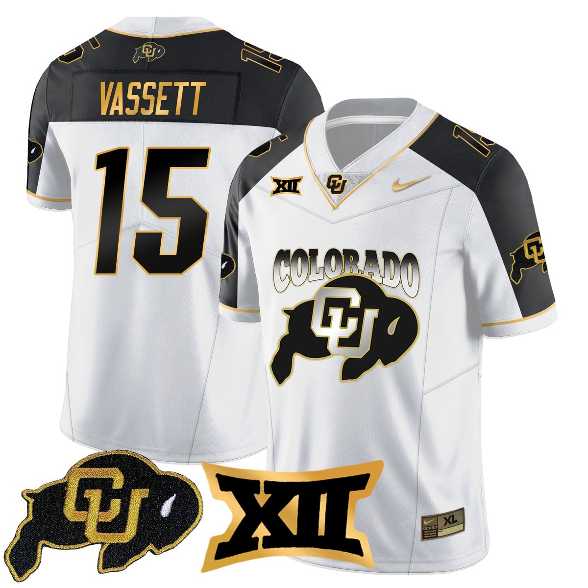 Men's Colorado Buffaloes 2024 Vapor Limited Gold Jersey N1 - All Stitched