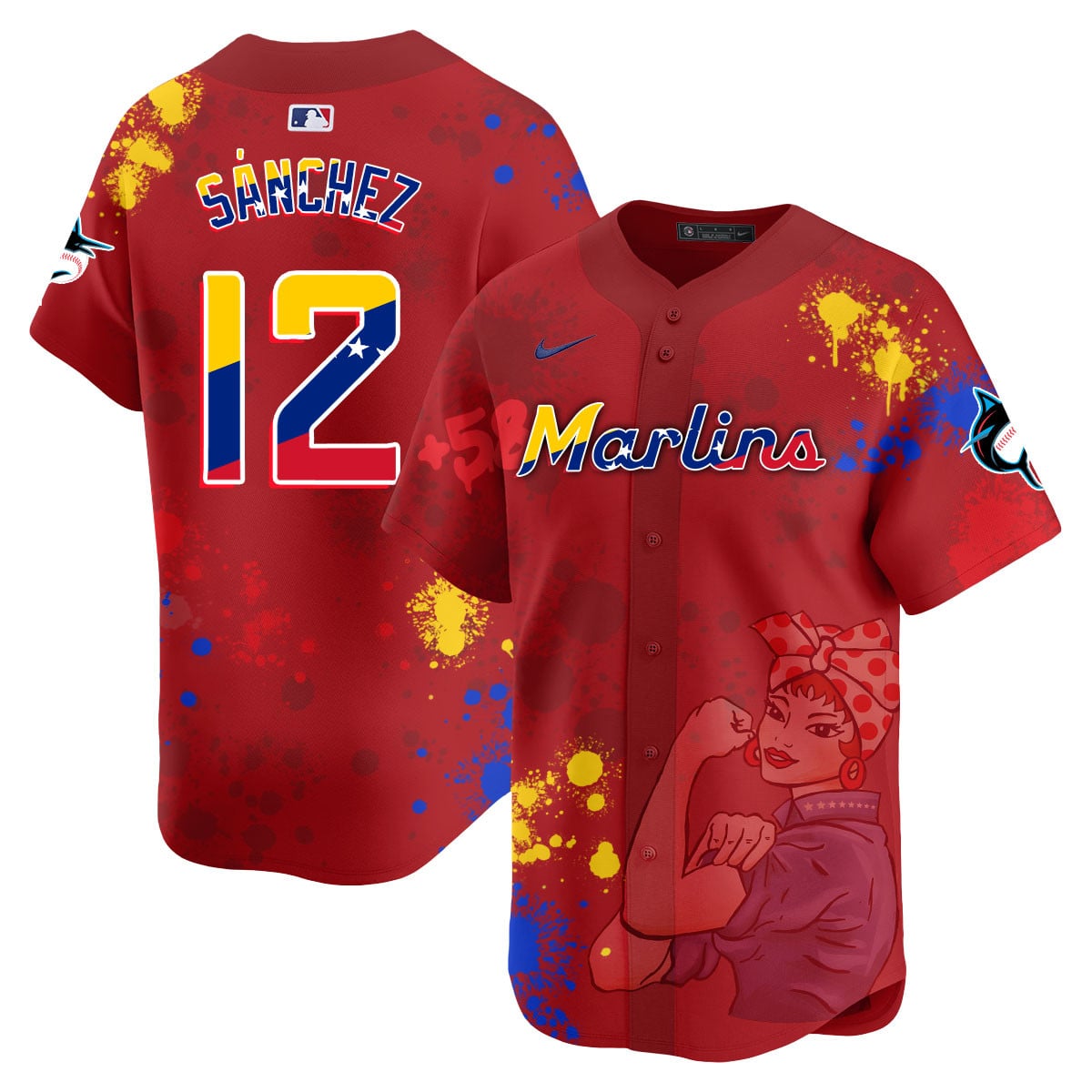Men's Miami Marlins 2024 Venezuelan Heritage Jersey - All Stitched