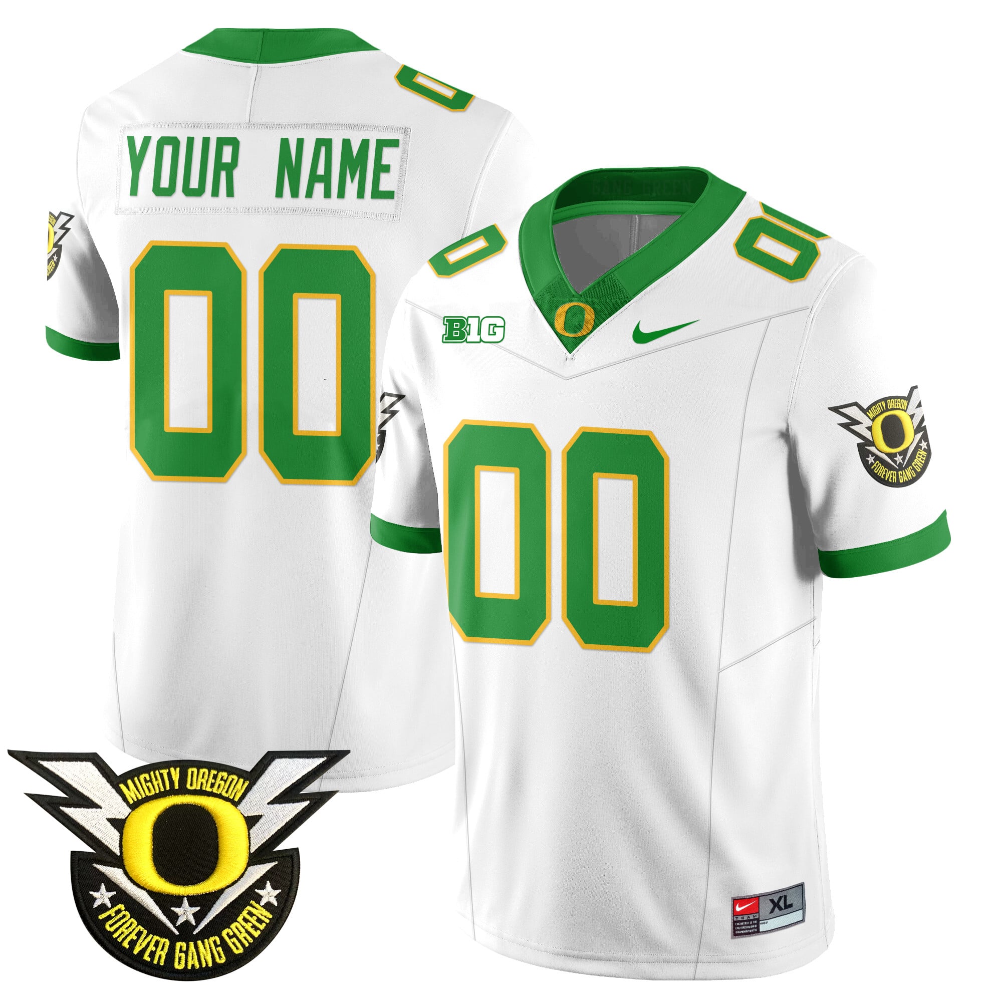 Custom Name/Gender Oregon Football Forever Gang Green 2024 Jersey - All Stitched