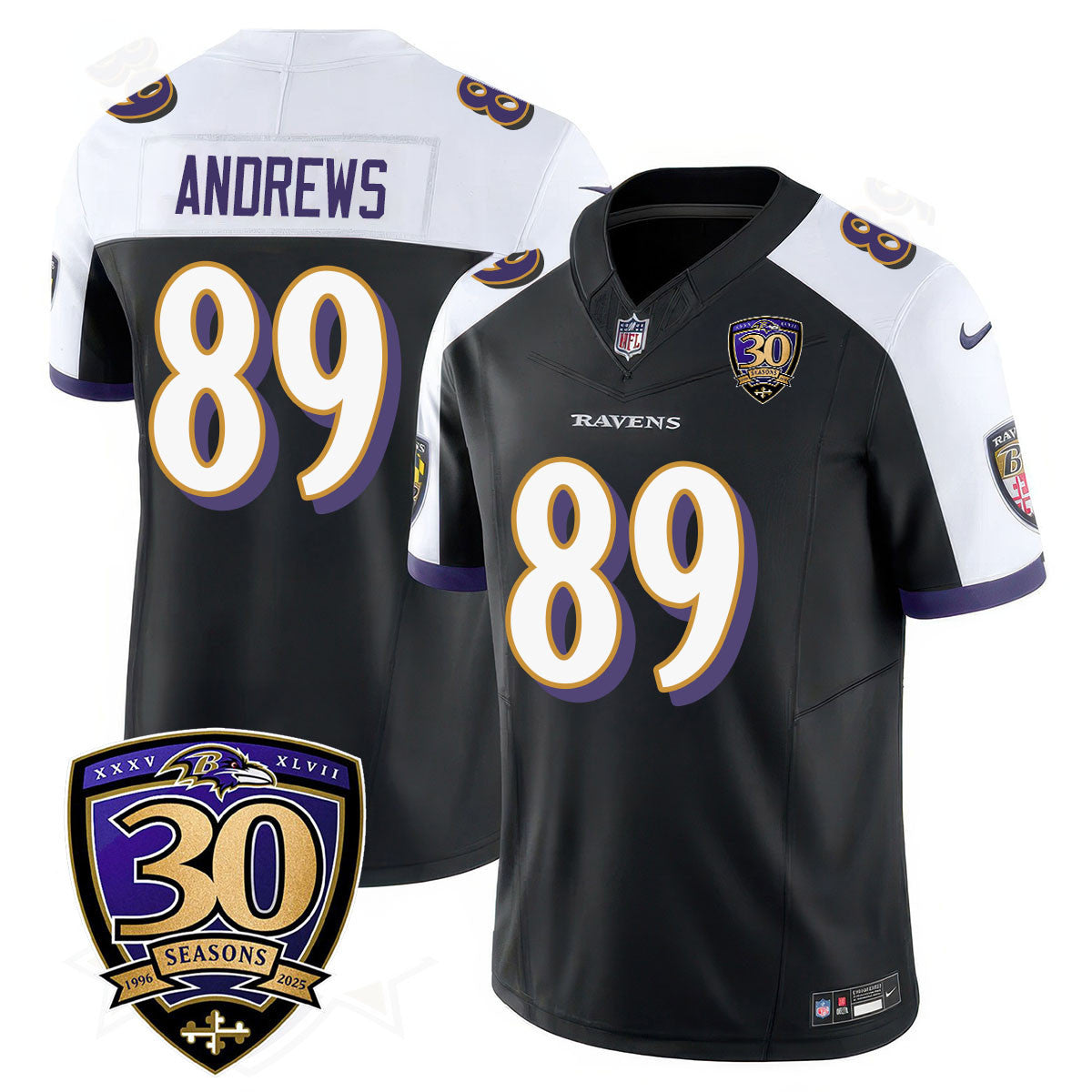 Men's Baltimore Ravens Limited 30th Season Jersey - All Stitched