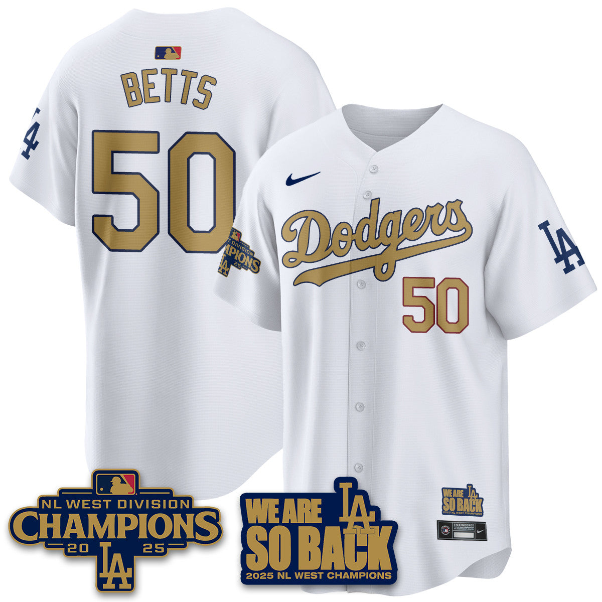 Los Angeles Dodgers 2025 NL West Division Champions Jersey - All Stitched