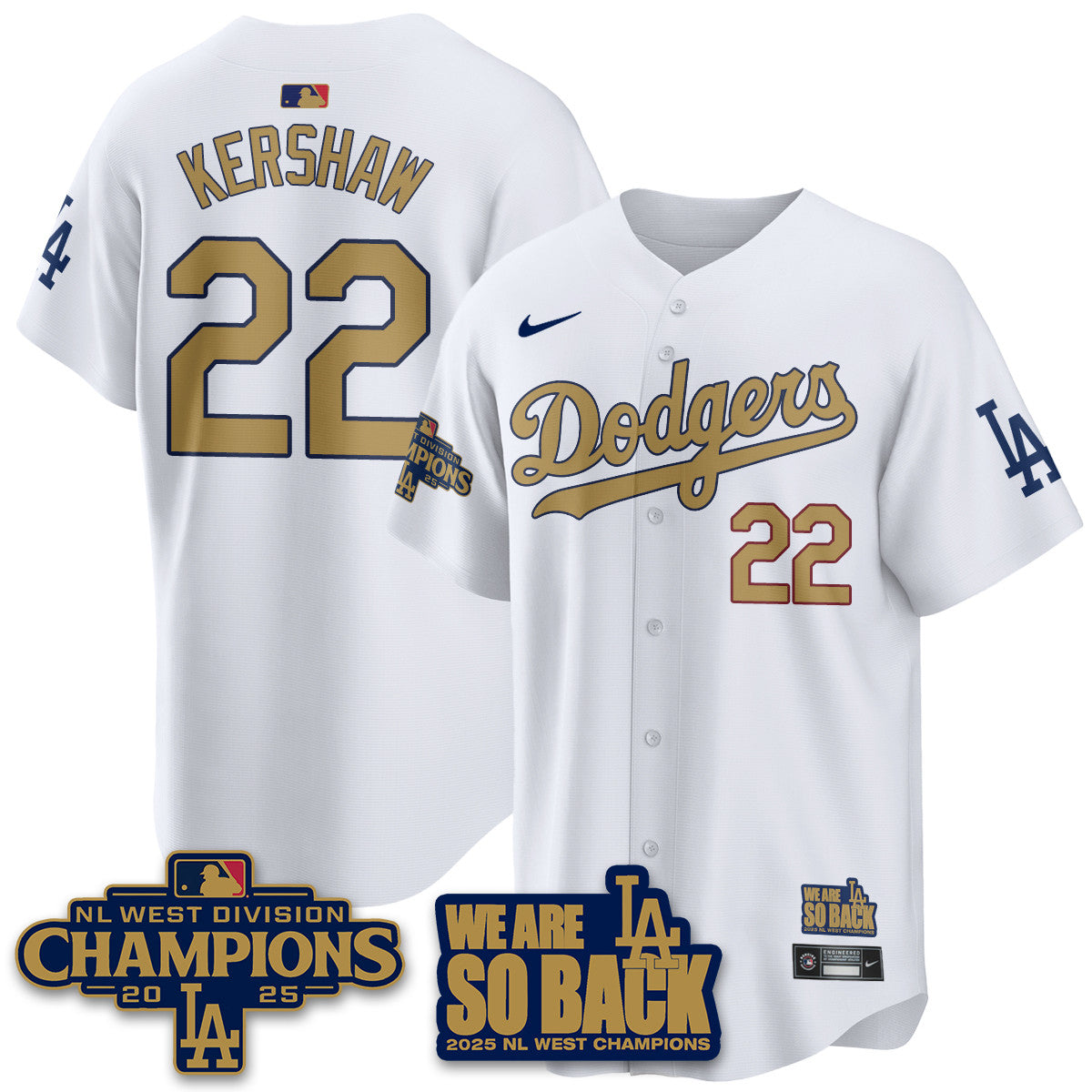 Los Angeles Dodgers 2025 NL West Division Champions Jersey - All Stitched