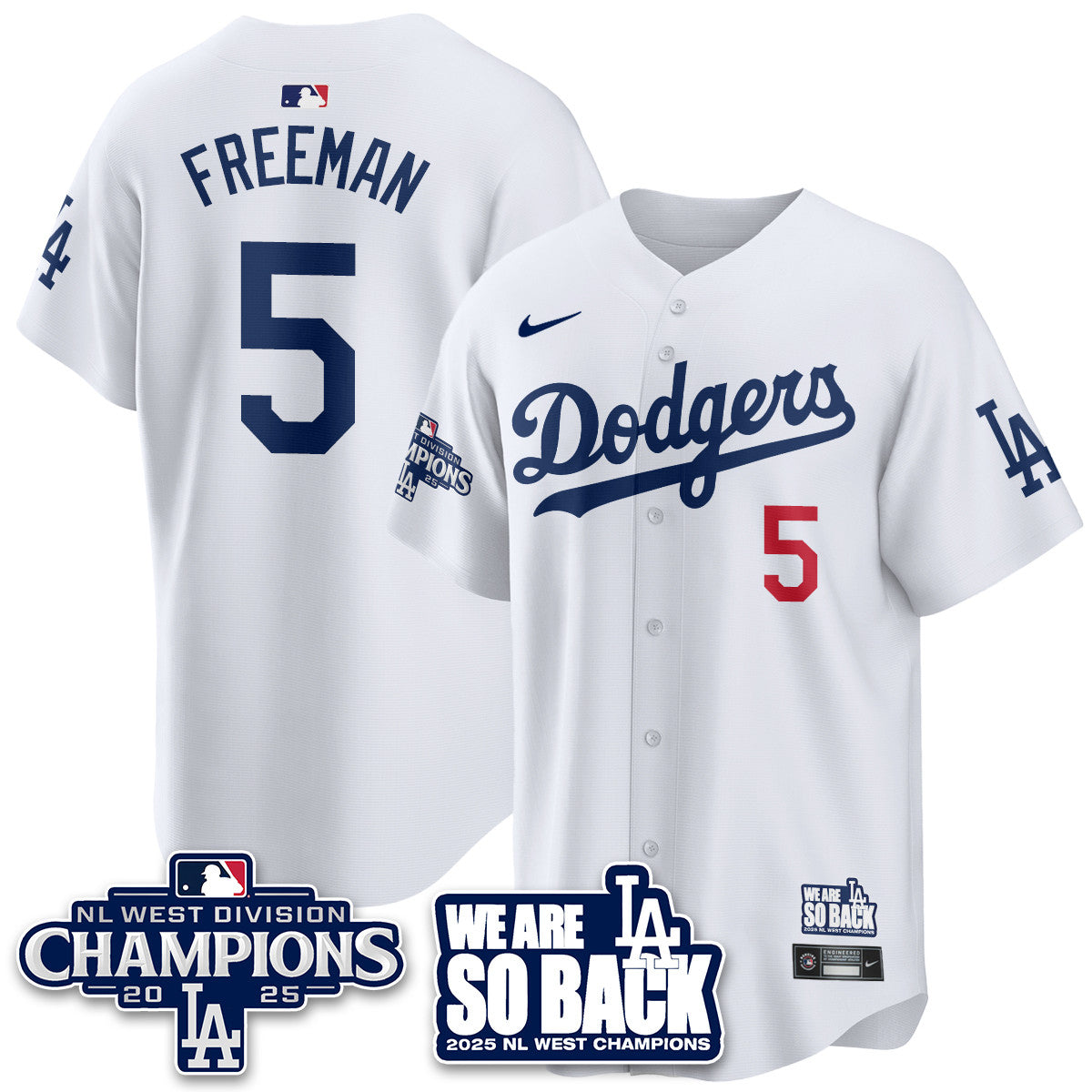 Los Angeles Dodgers 2025 NL West Division Champions Jersey - All Stitched