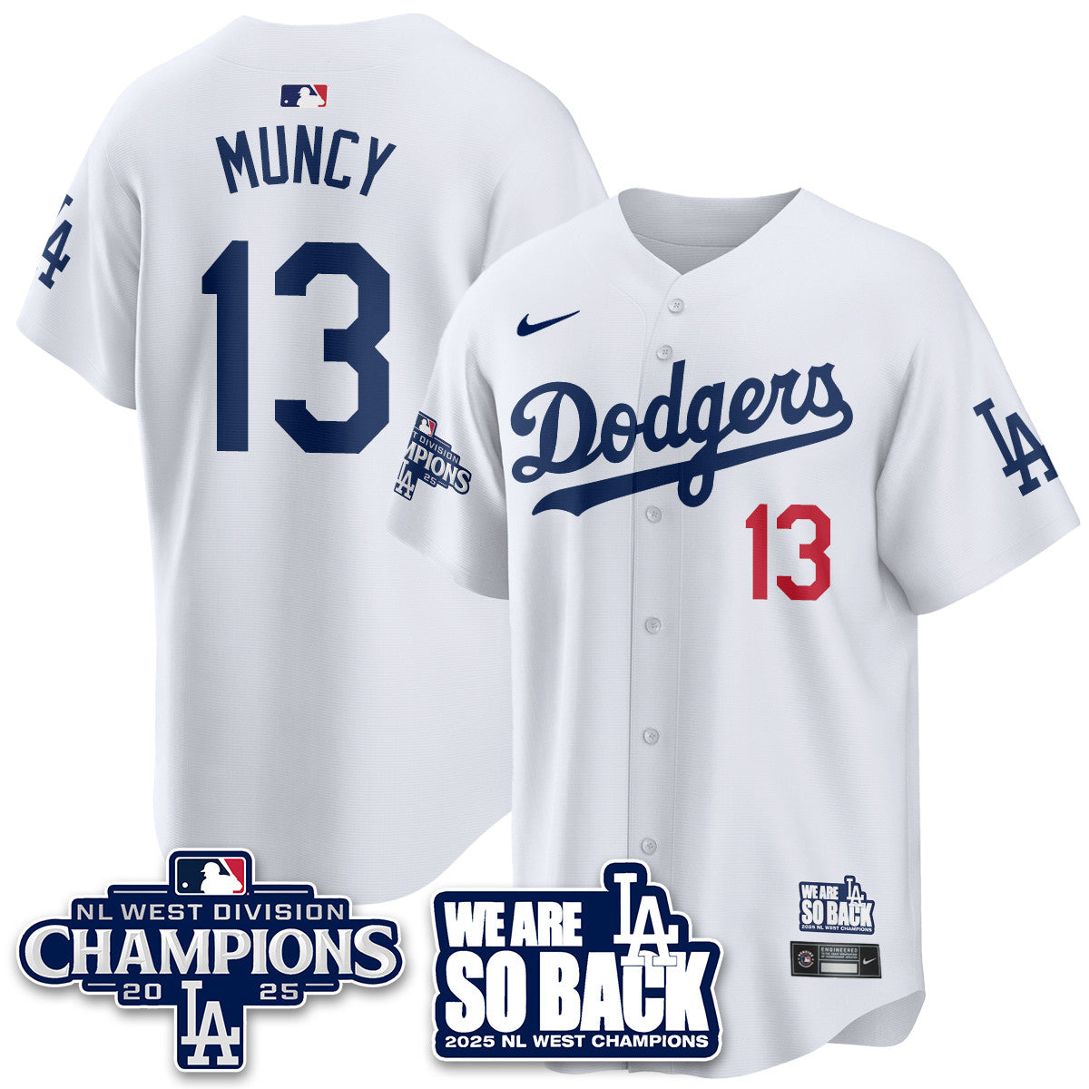 Los Angeles Dodgers 2025 NL West Division Champions Jersey - All Stitched