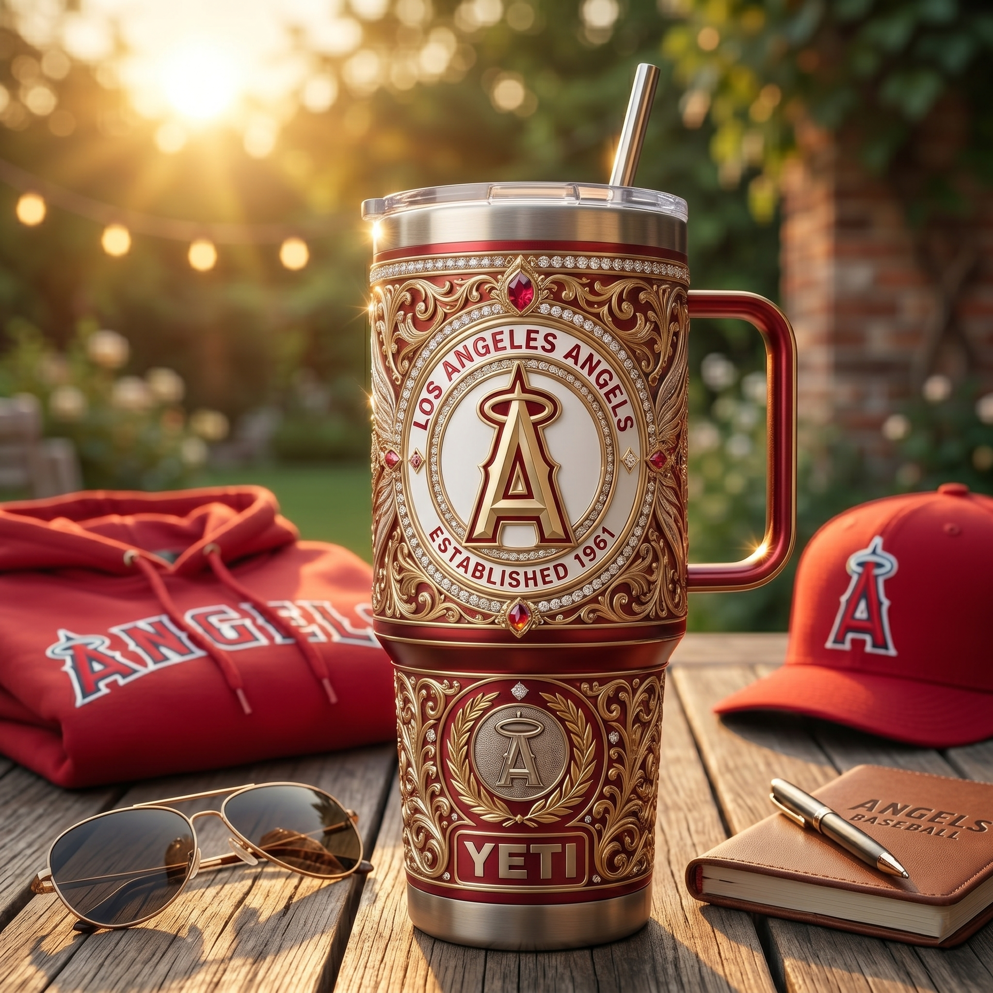 Los Angeles Angels 40 oz Tumbler with Handle and Lid