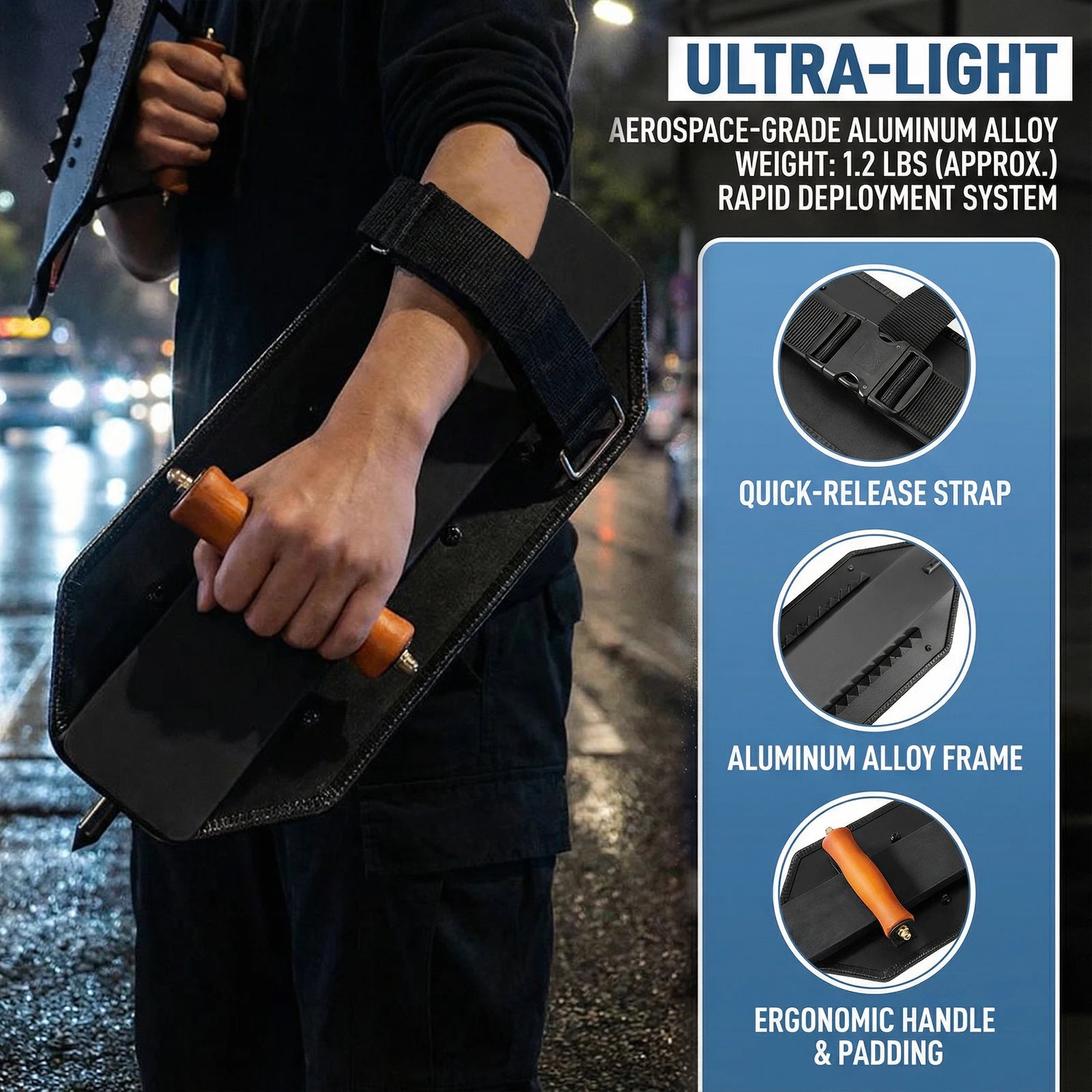 Aluminum Alloy Metal Arm Bracers Self-defence Arm Type Anti-Riot Shield for Outdoor School Mall Home Company