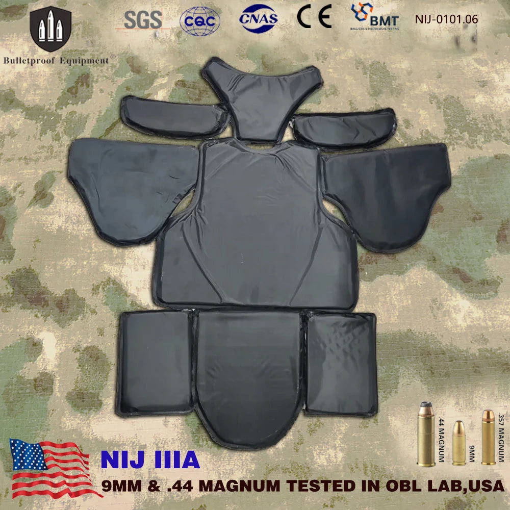 Fully Protective BulletProof Chip Plate NIJ Level IIIA 3A 9mm&.44 PE Soft Ballistic Armour Inserts Tactical Panel For Vest