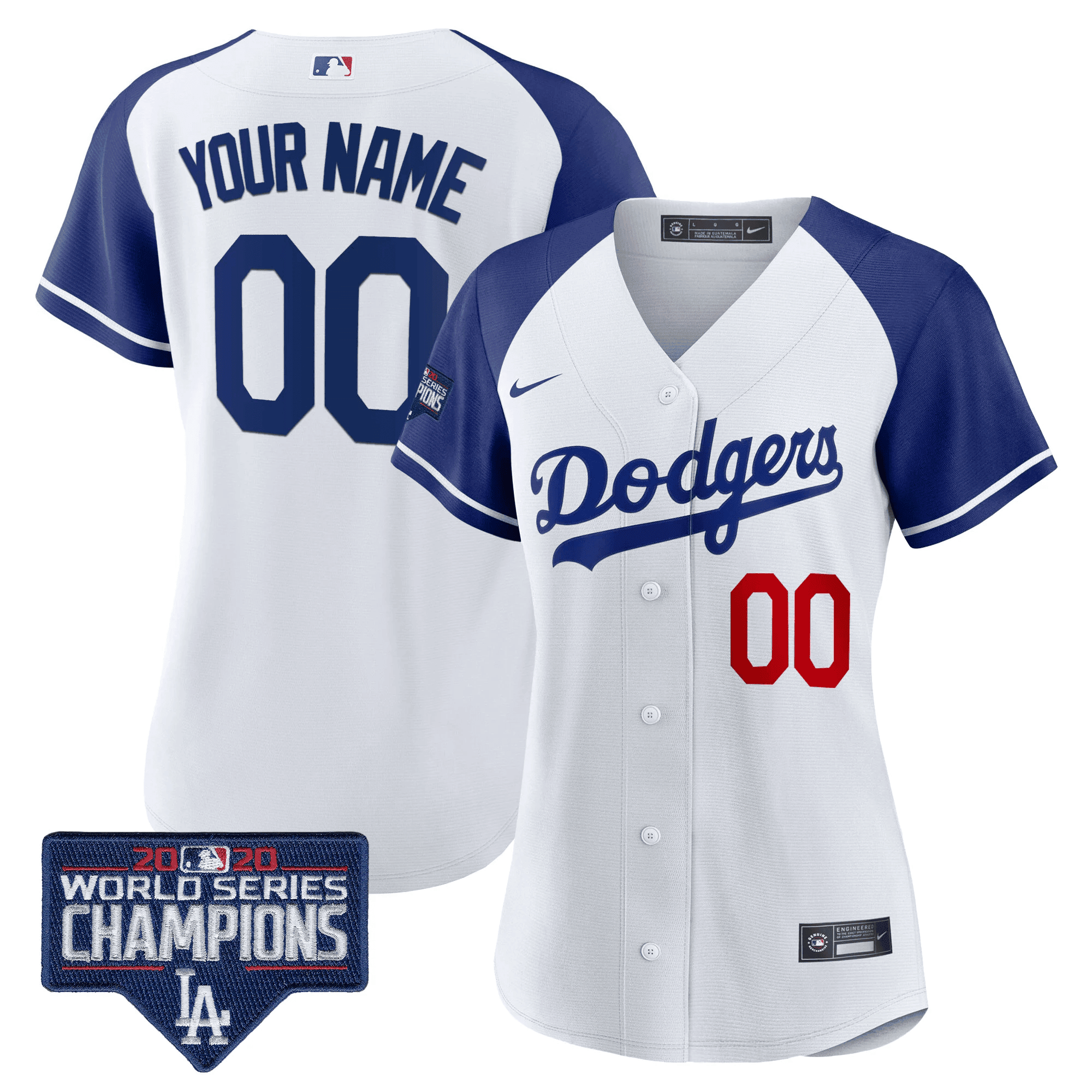 Dodgers World Series Champions Patch Cool Base Custom Jersey - All Stitched