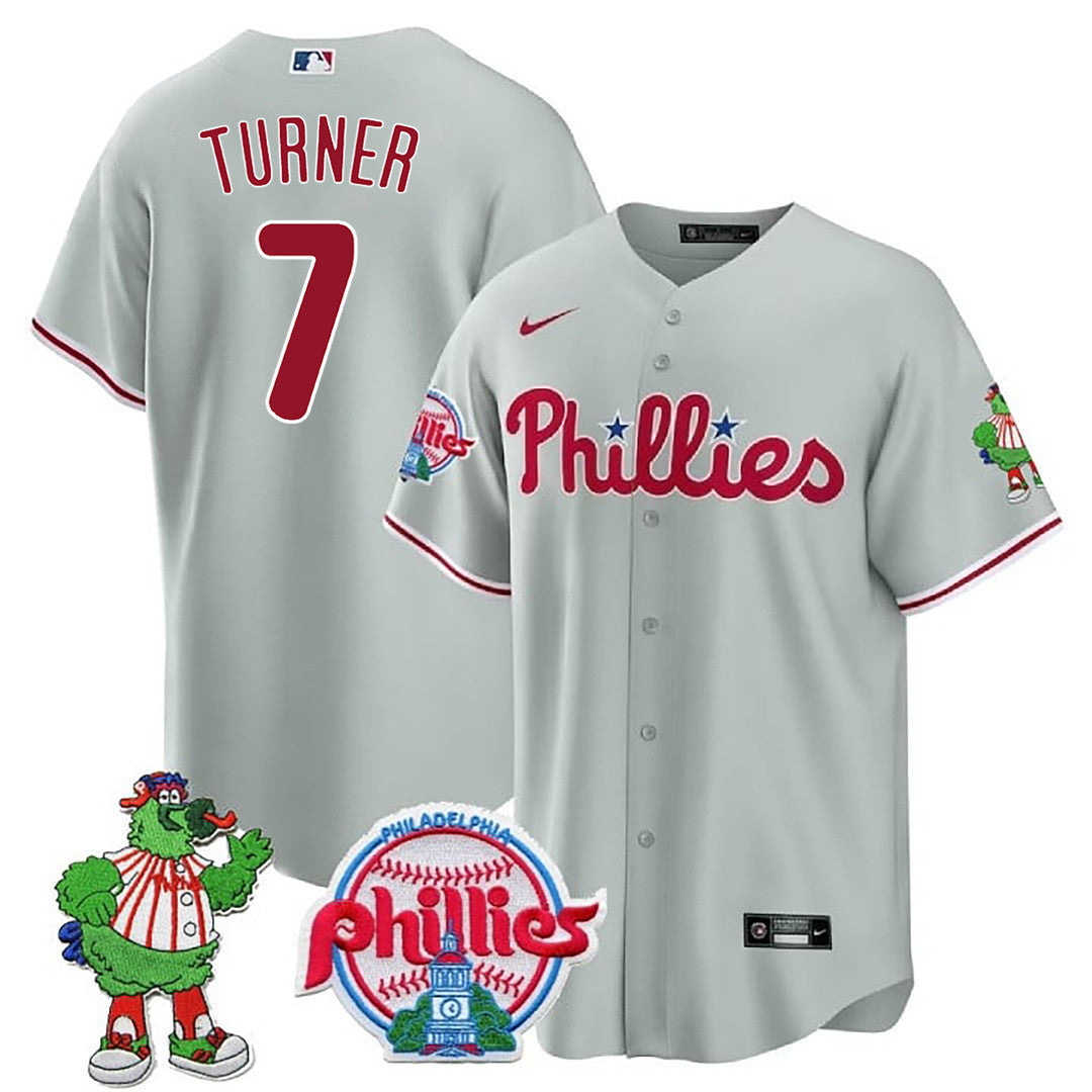 Men's Philadelphia Phillies Phillie Phanatic Patch Cool Base Jersey - All Stitched