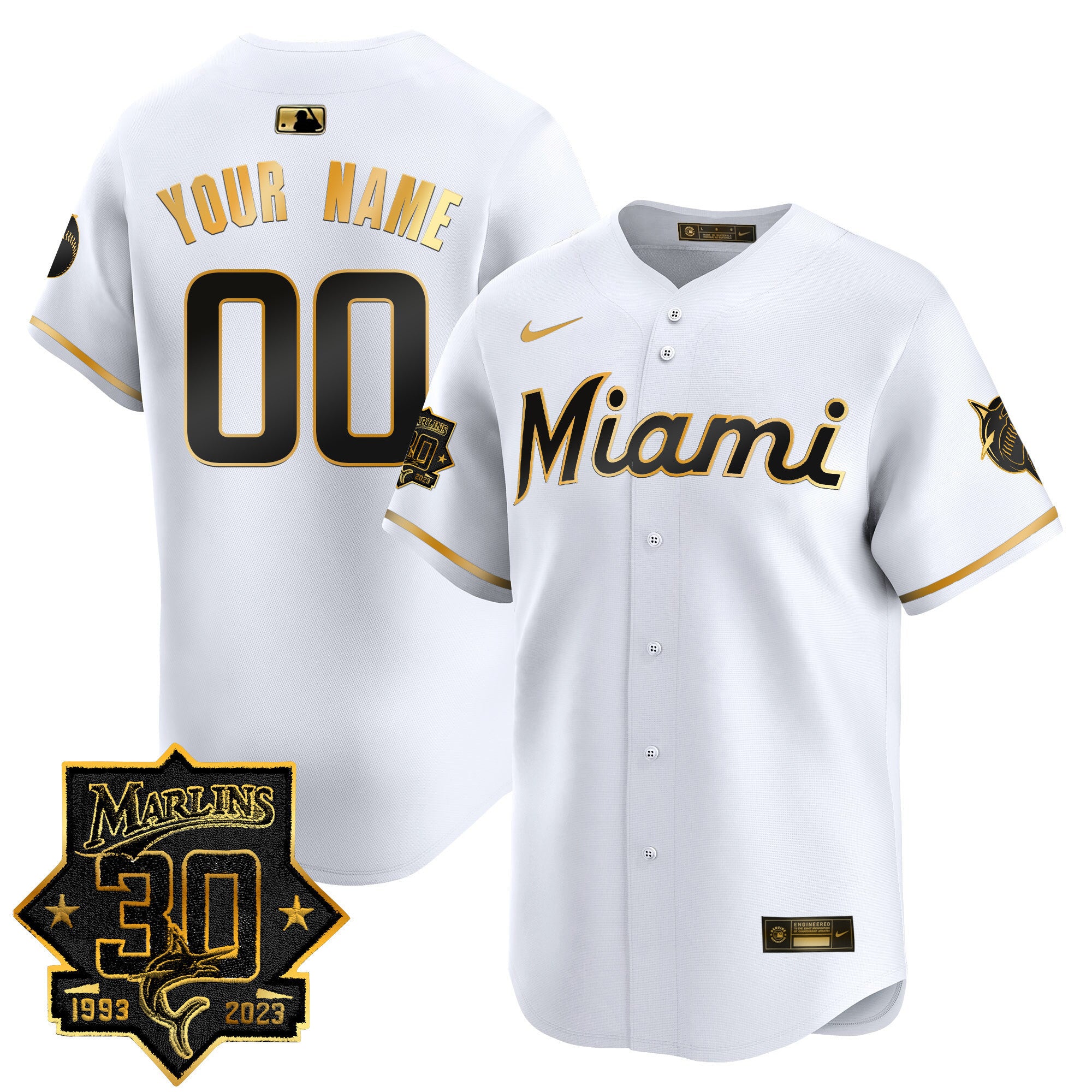 Miami Marlins 30 Seasons Anniversary Patch Vapor Premier Limited Custom Jersey ?All Stitched