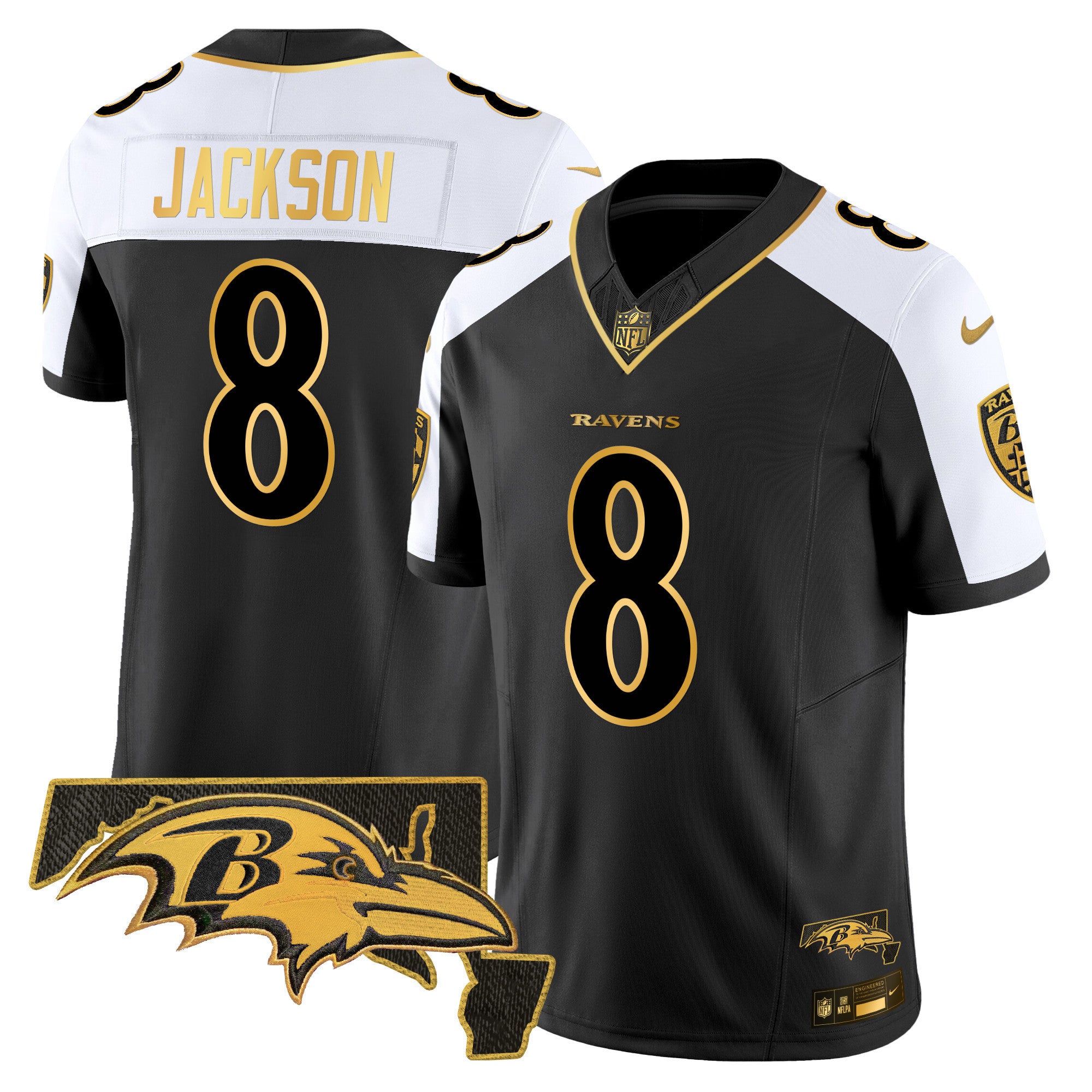 Men's Ravens 2024 Gold Vapor Limited Jersey - All Stitched