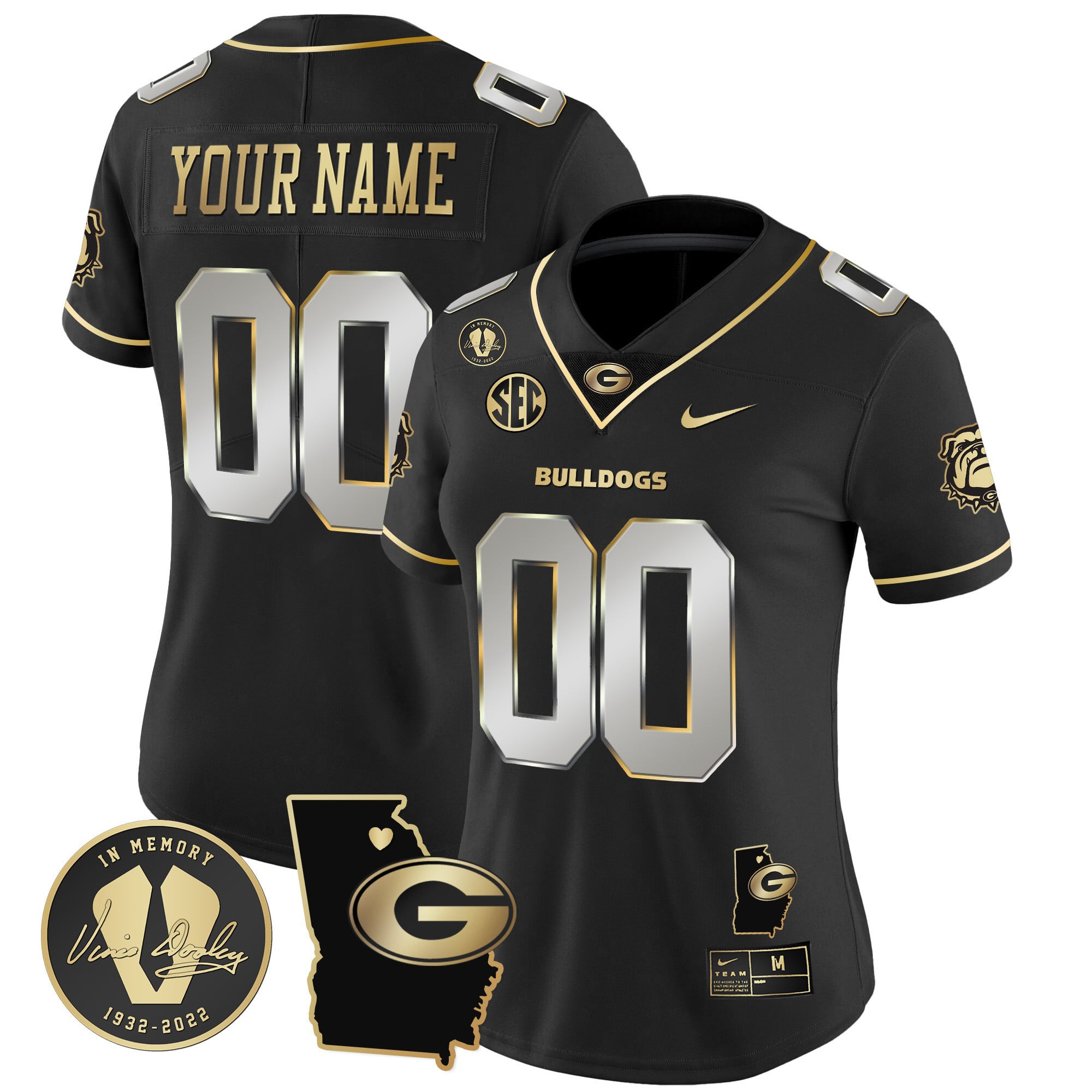 Custom Name/Gender Georgia Bulldogs 2024 Vapor Jersey V4 - Georgia Map - All Stitched