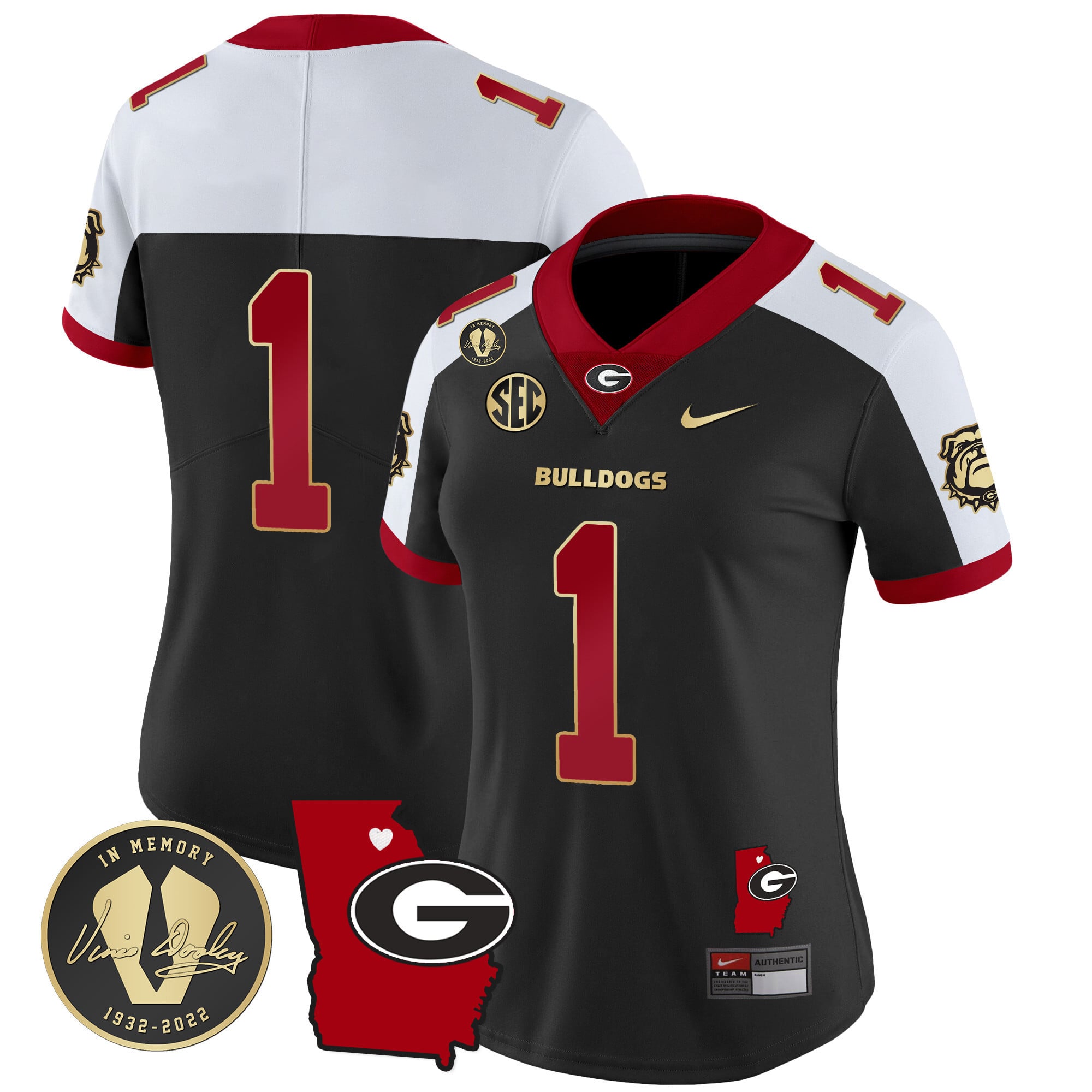 Women's Georgia Bulldogs 2024 Vapor Jersey V4 - Georgia Map - All Stitched