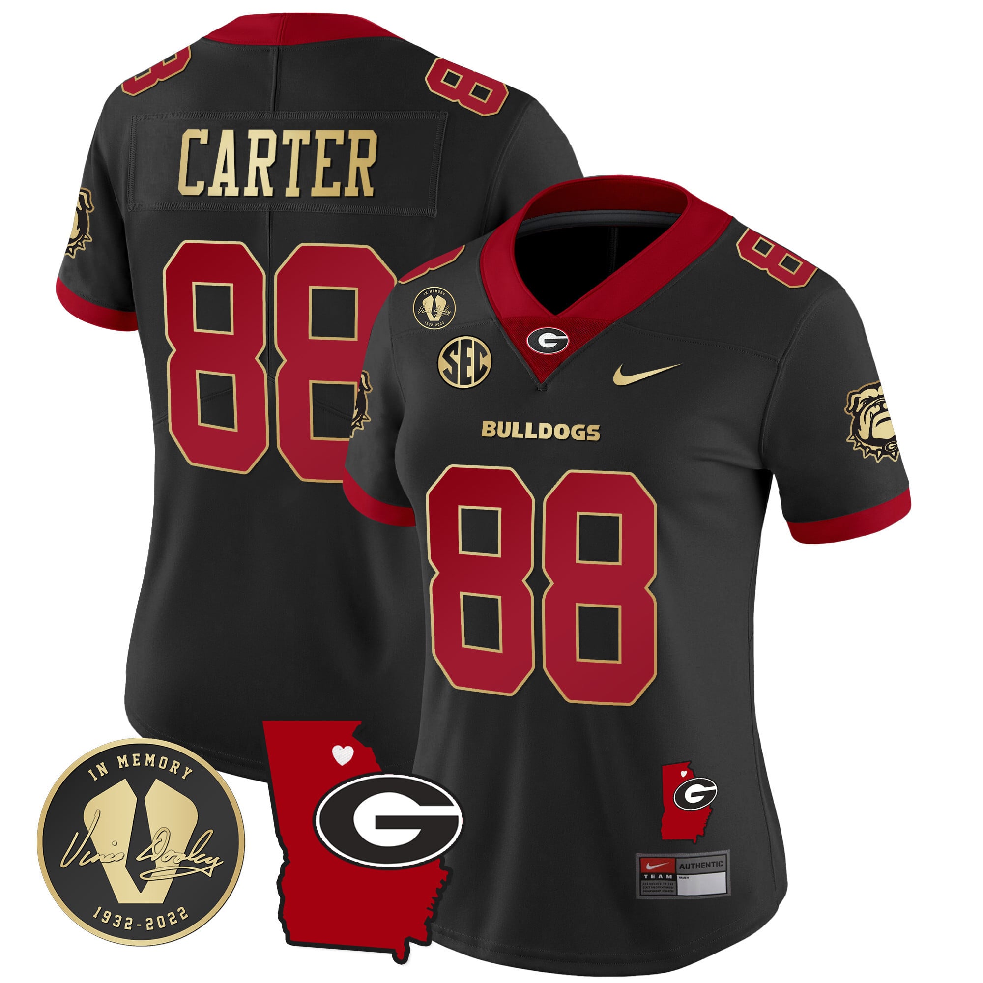 Women's Georgia Bulldogs 2024 Vapor Jersey V4 - Georgia Map - All Stitched