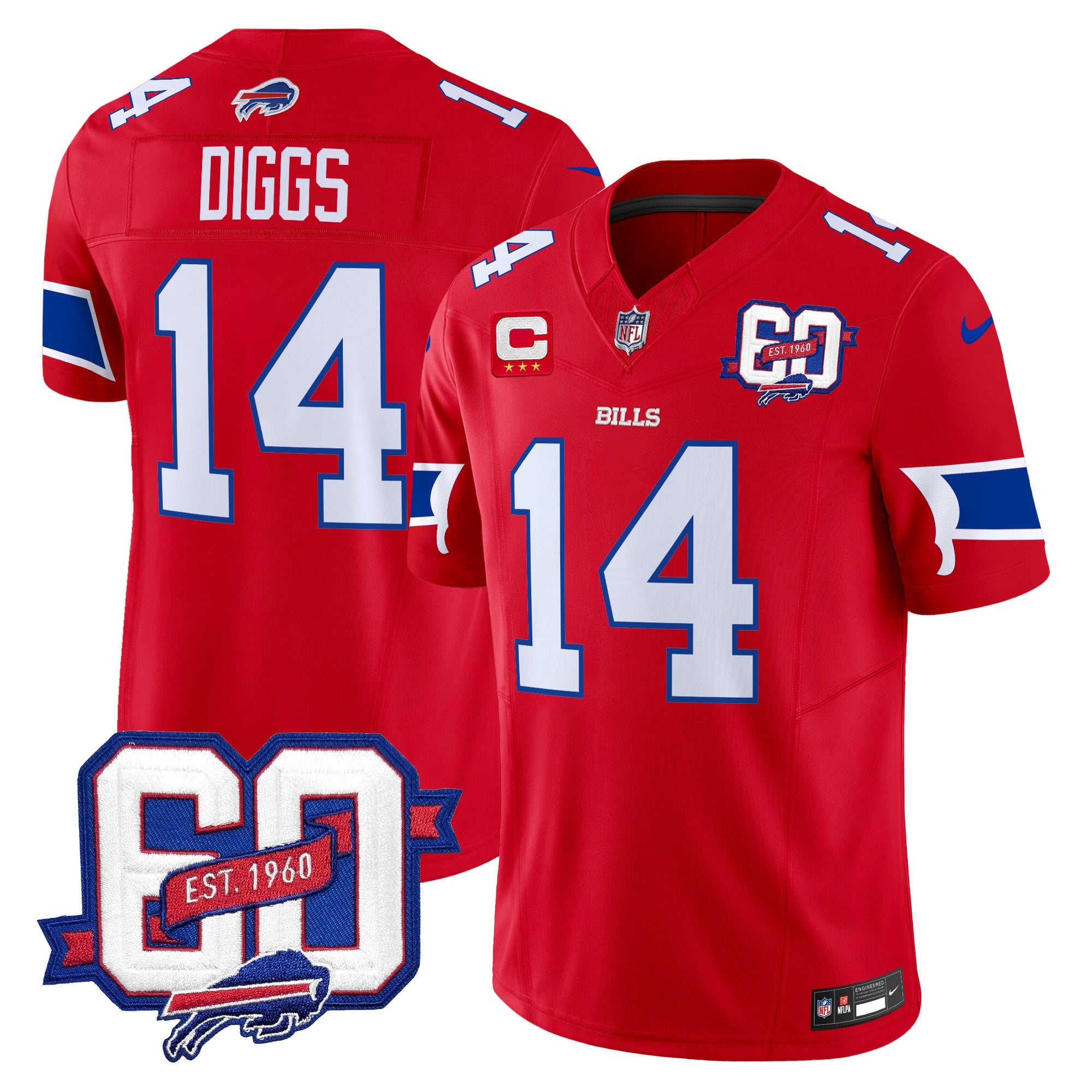 Men's Bills 60th Anniversary Patch Vapor Limited Jersey - All Stitched
