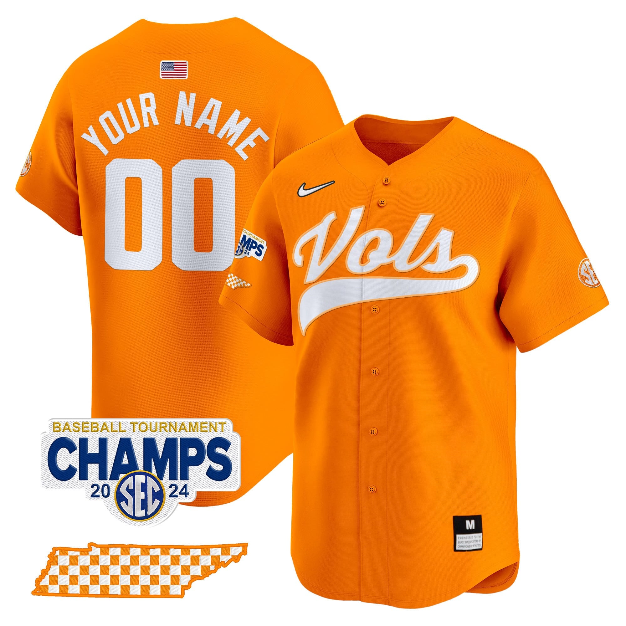 Tennessee Volunteers 2024 Tournament Champions Vapor Premier Limited Custom Jersey - All Stitched