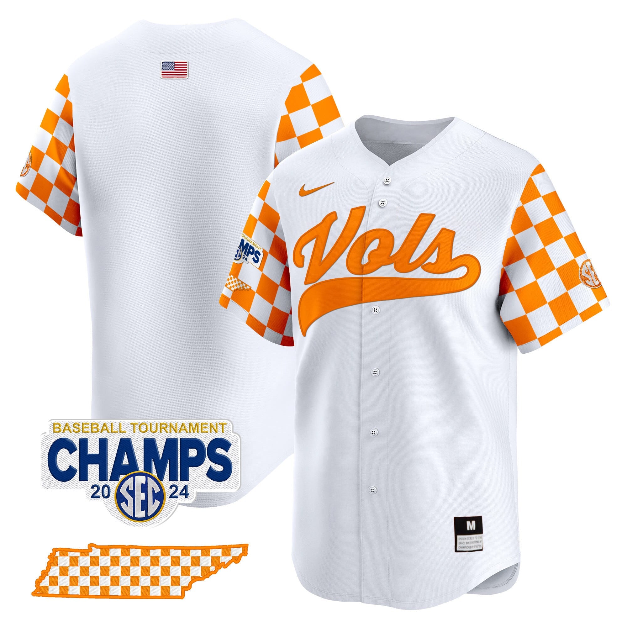 Men's Tennessee Volunteers Checkerboard 2024 Tournament Champions Vapor Premier Limited Jersey - All Stitched