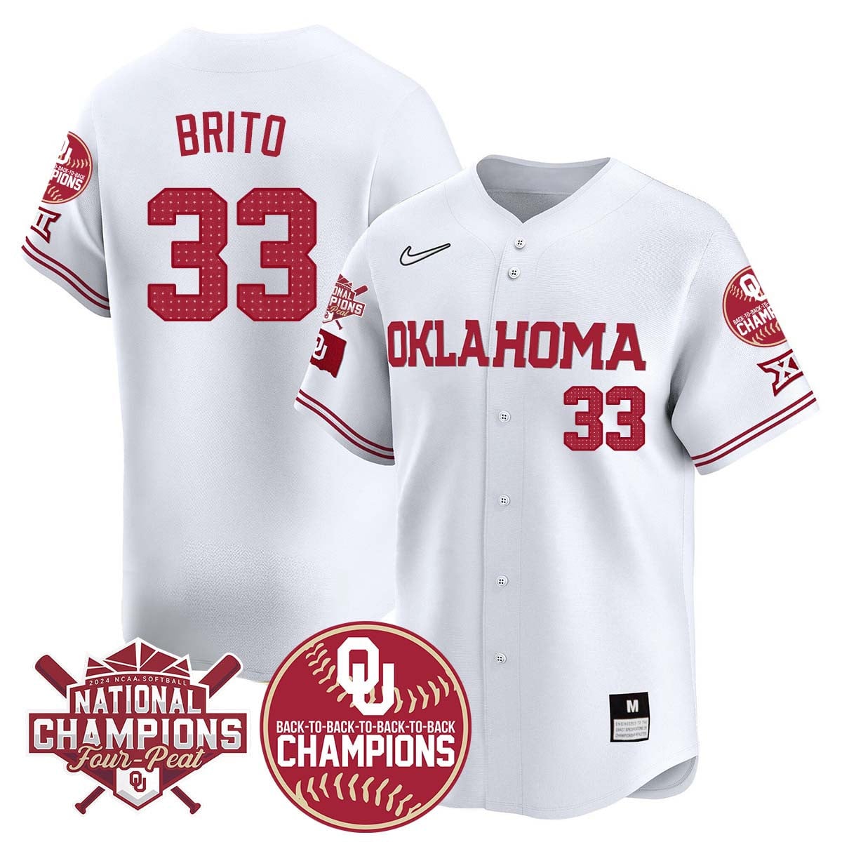 Men's size - Oklahoma Women's Back To National Champions Jersey 406VTTLJS002 - All Stitched