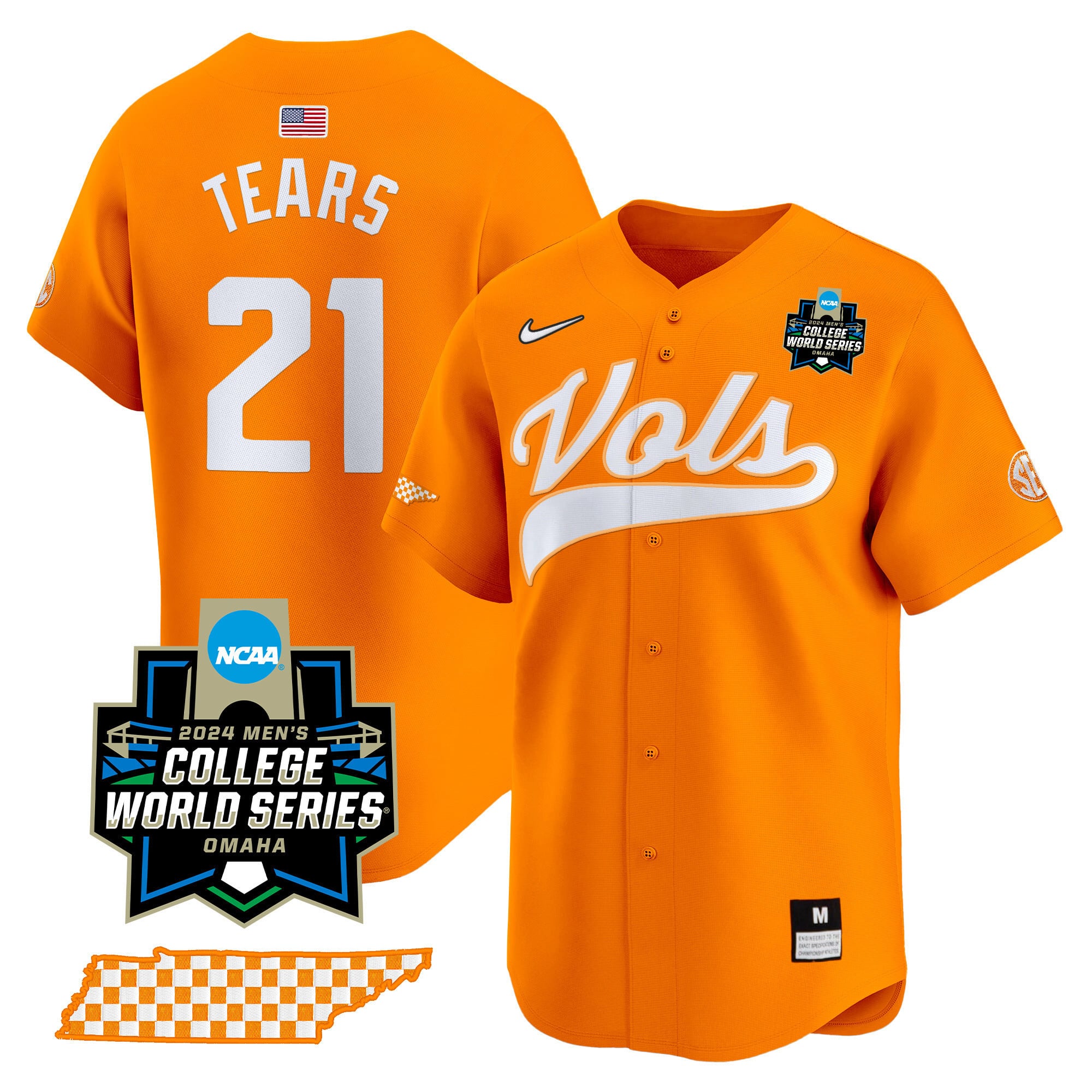 Men's Tennessee Volunteers 2024 College World Series Vapor Premier Limited Jersey V2 - All Stitched