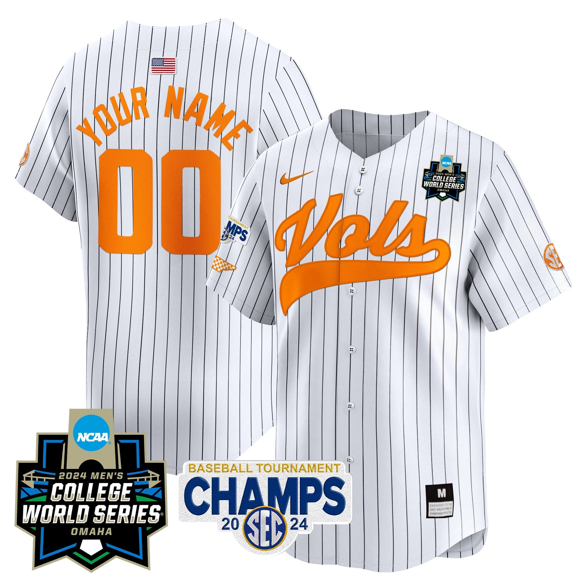 Tennessee Volunteers 2024 Tournament Champs & World Series Vapor Premier Limited Custom Jersey - All Stitched
