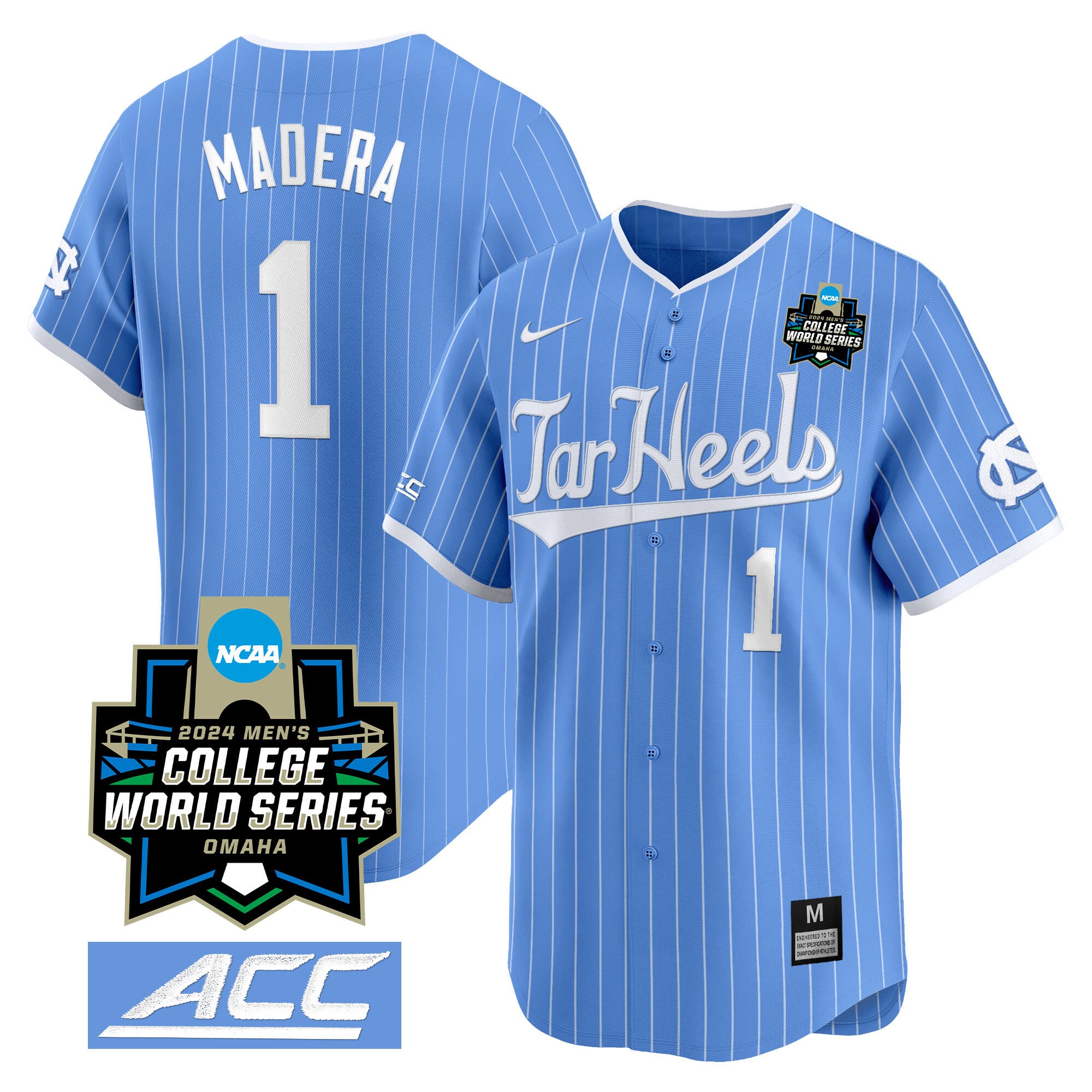 Men's North Carolina Tar Heels 2024 College World Series Vapor Premier Limited Jersey - All Stitched
