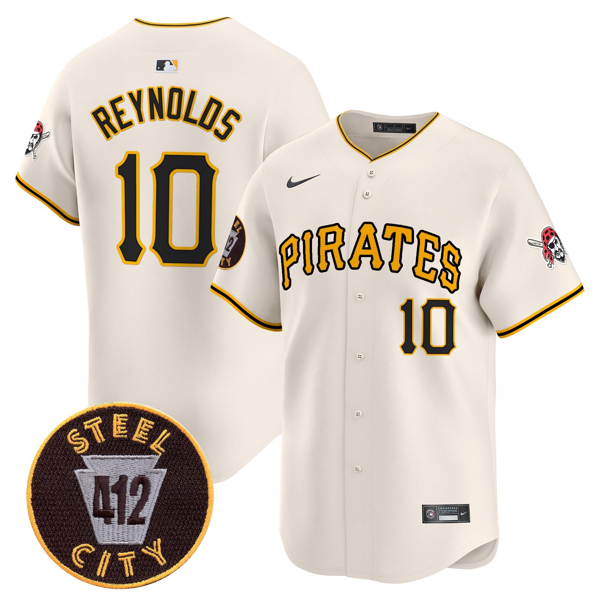 Men's Pittsburgh Pirates 412 Patch Vapor Premier Limited Jersey V3 - All Stitched