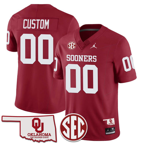 Custom Name/Gender Oklahoma Sooners 2024 SEC Patch Vapor Premier Limited Jersey - All Stitched
