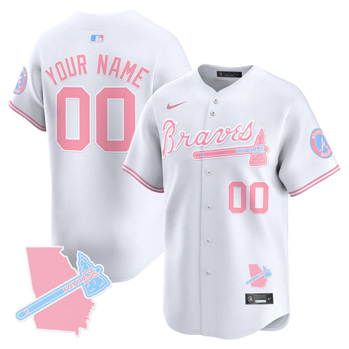 Custom Name/Gender Atlanta Braves Bubblegum Pink Vapor Premier Limited Jersey - All Stitched