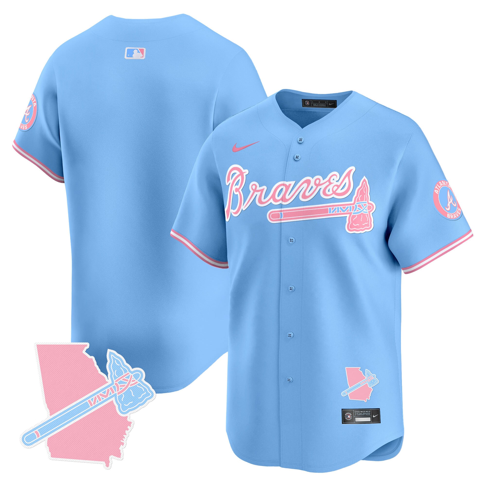Men's Atlanta Braves Bubblegum Pink Vapor Premier Limited Jersey - All Stitched