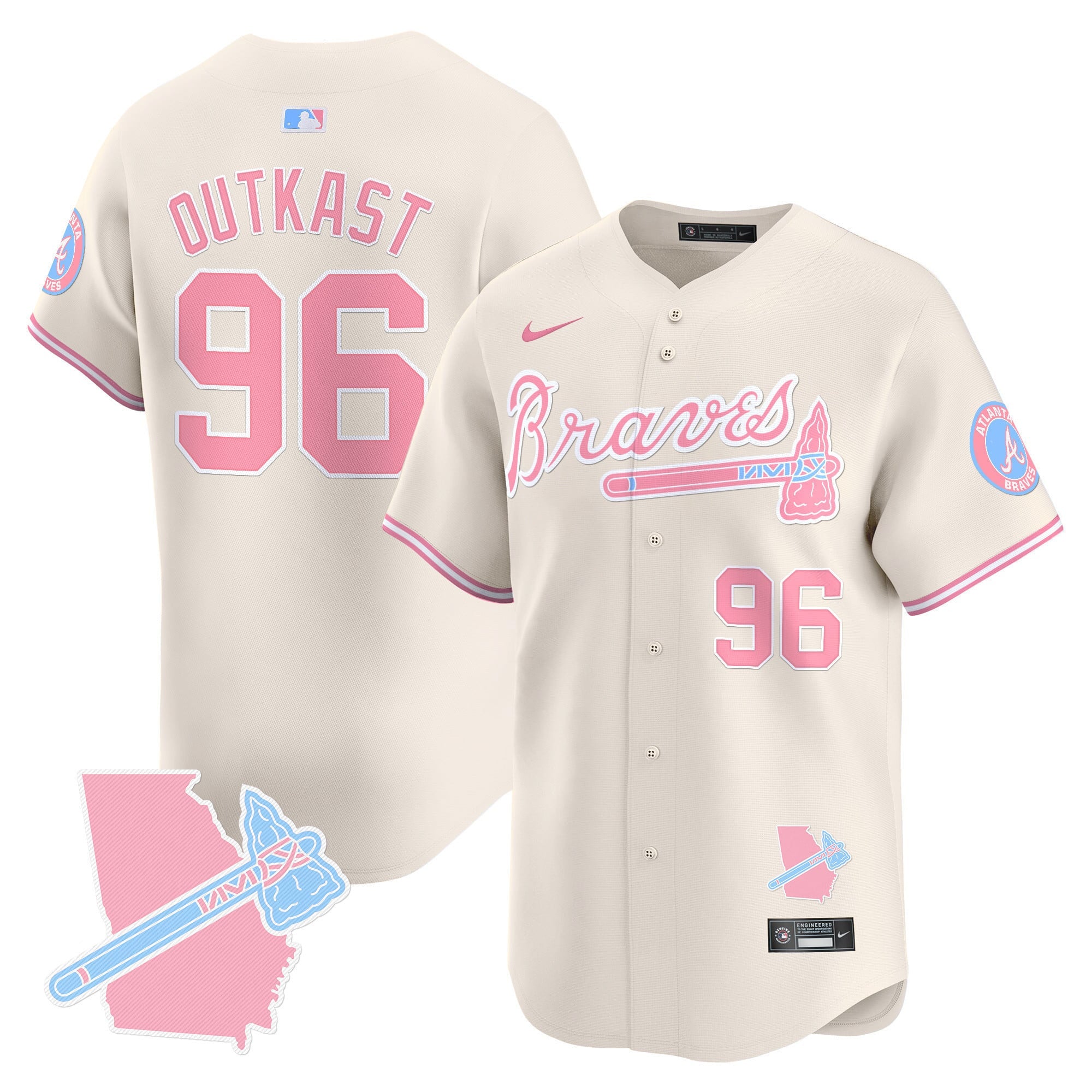 Men's Atlanta Braves Bubblegum Pink Vapor Premier Limited Jersey - All Stitched