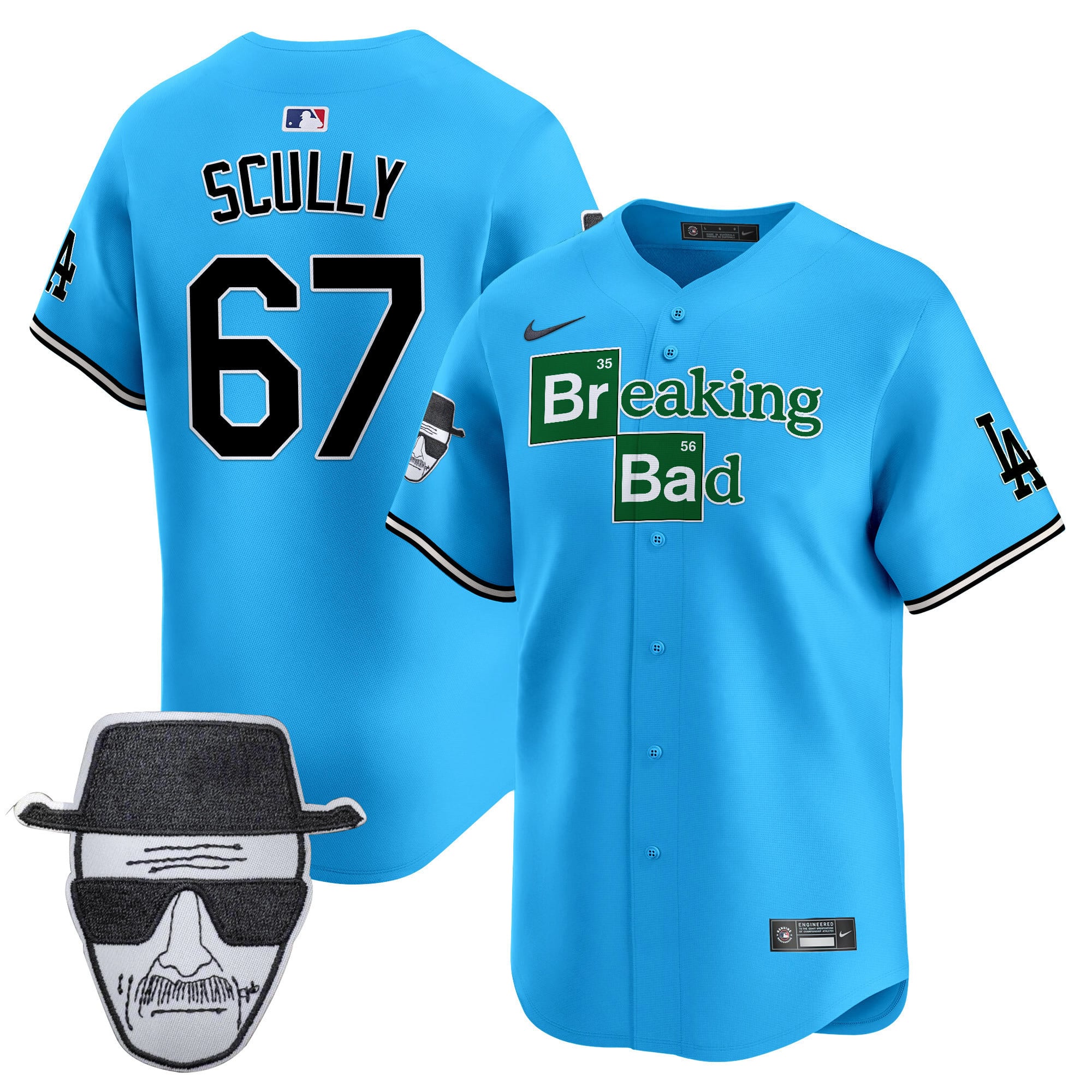 Men's Dodgers Breaking Bad Walter White Patch Vapor Premier Limited Jersey - All Stitched