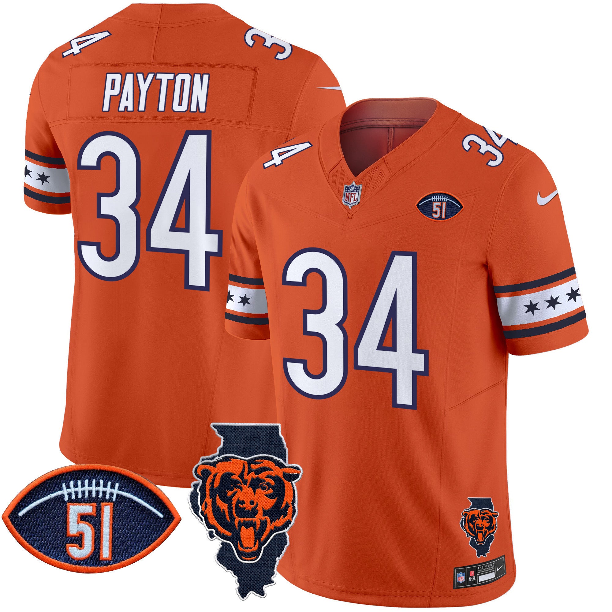 Men's Bears Illinois & Dick Butkus Patch Vapor Limited Jersey - All Stitched