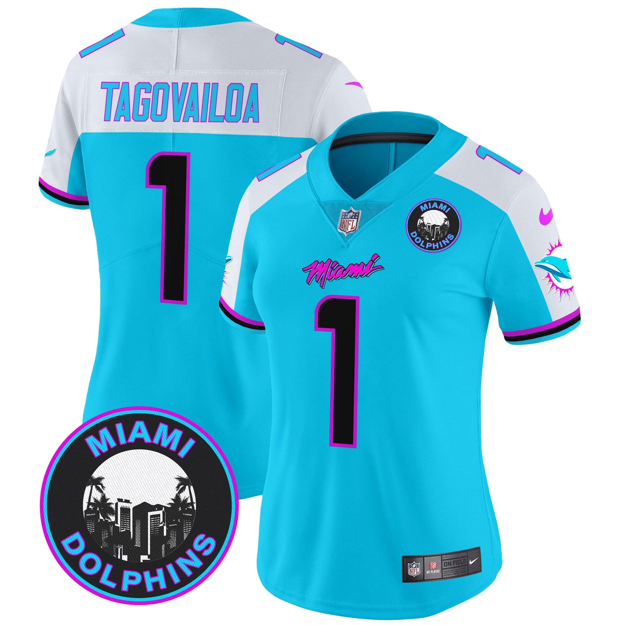 Women's Dolphins Miami Vice Vapor Limited Jersey V3 - All Stitched