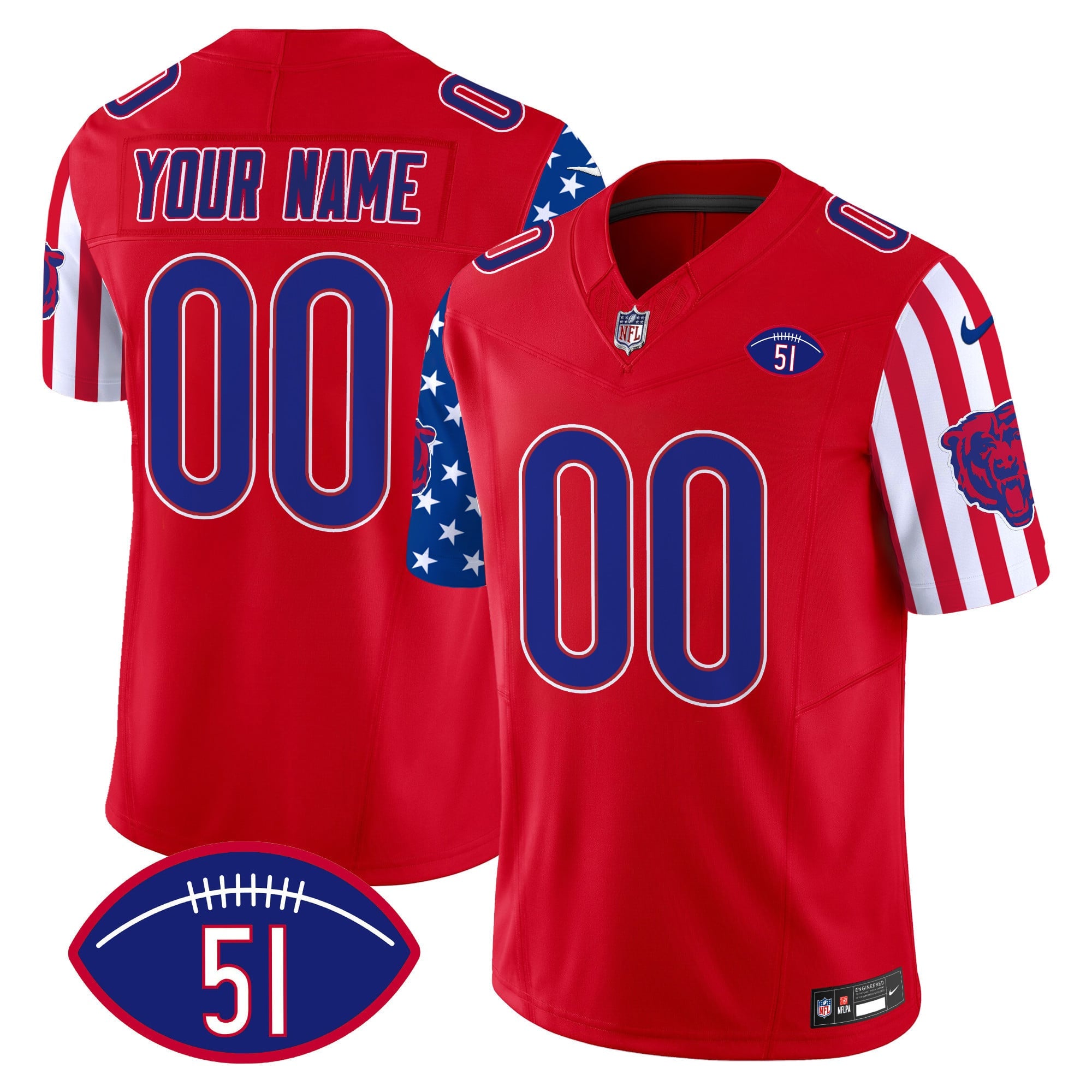 Custom Name/Gender Bears American Style Vapor Limited Jersey - All Stitched