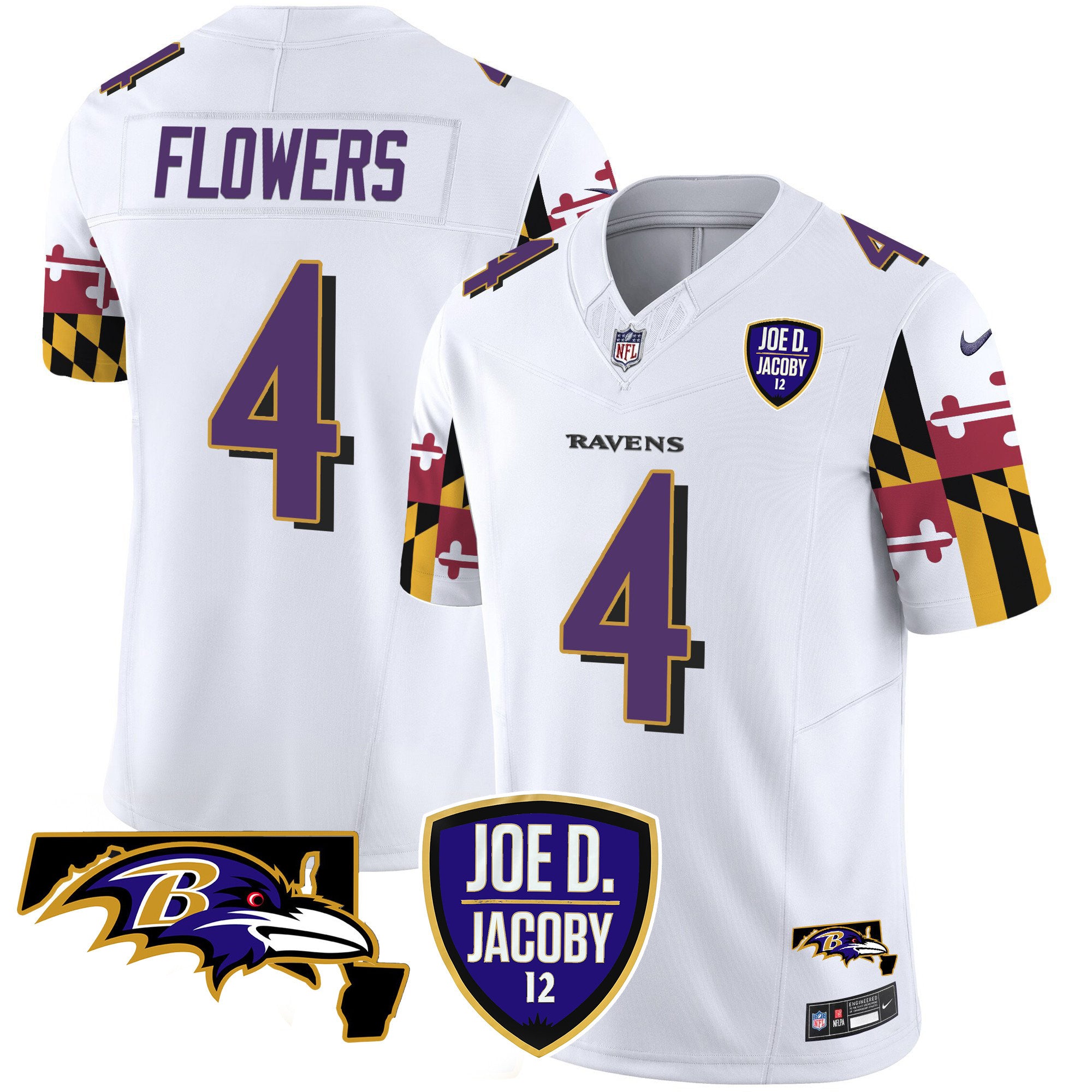 Men's Ravens Joe D & Jacoby Patch Vapor Limited Jersey V2 - All Stitched