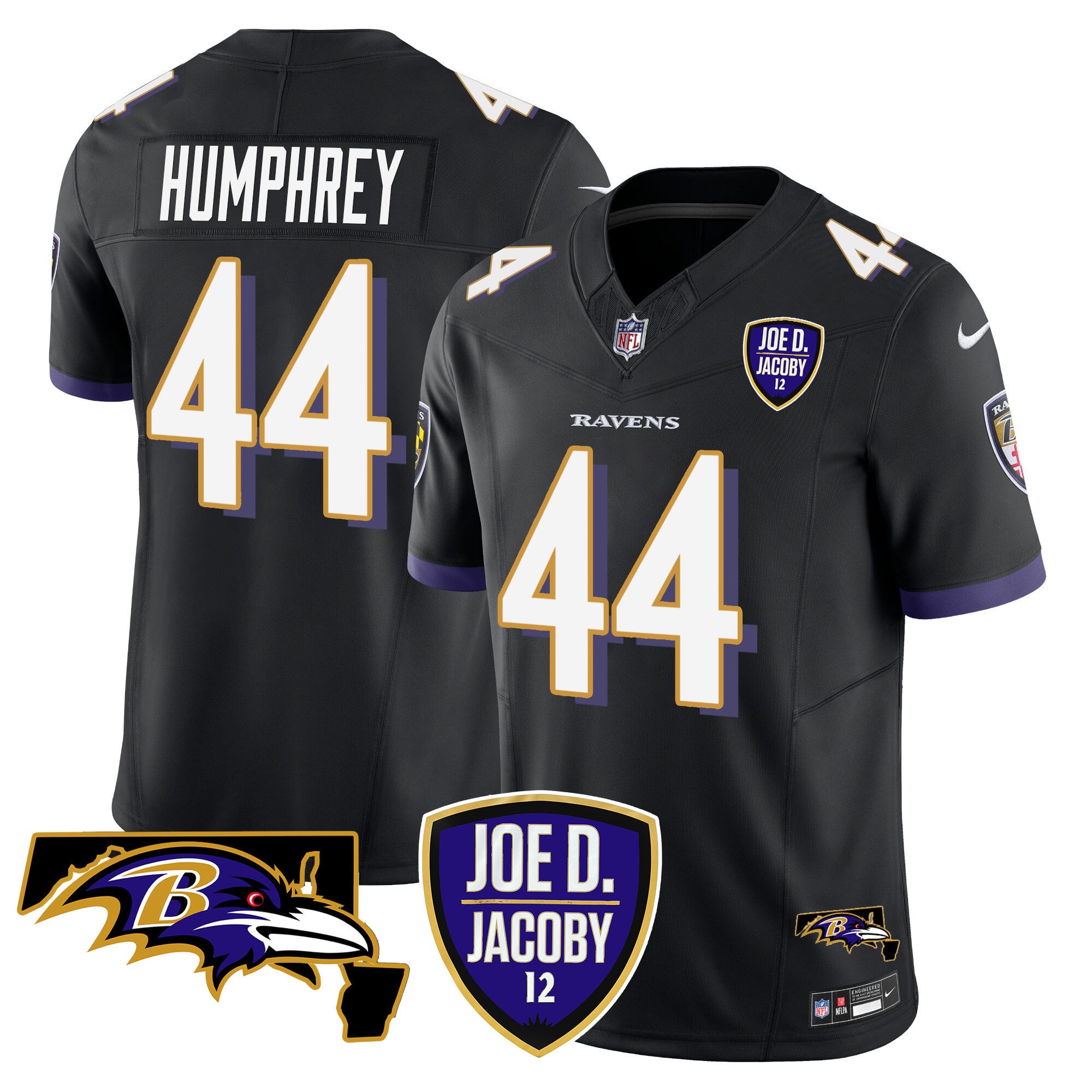 Men's Ravens Joe D & Jacoby Patch Vapor Limited Jersey - All Stitched