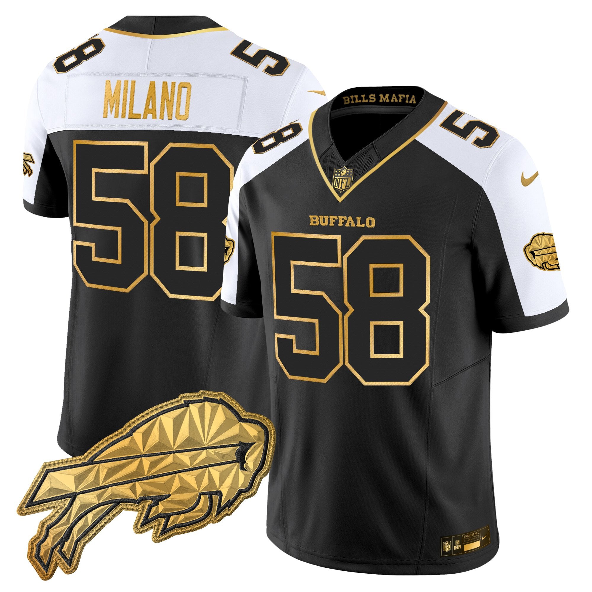 Men's Buffalo Bills 2025 "Rivalries" Gold Vapor Limited Jersey - All Stitched