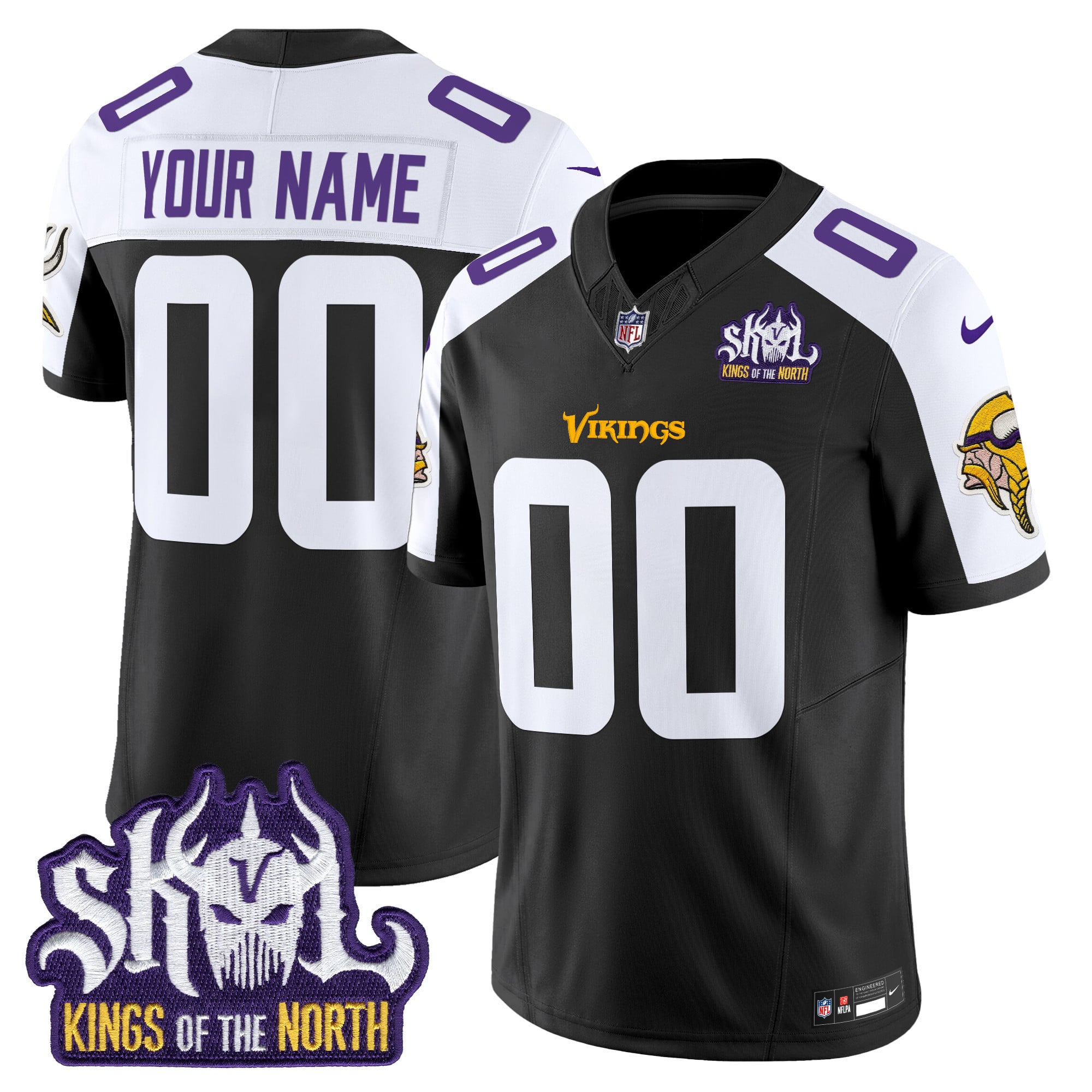 Minnesota Vikings King Of The North Patch Vapor Limited Custom Jersey - All Stitched