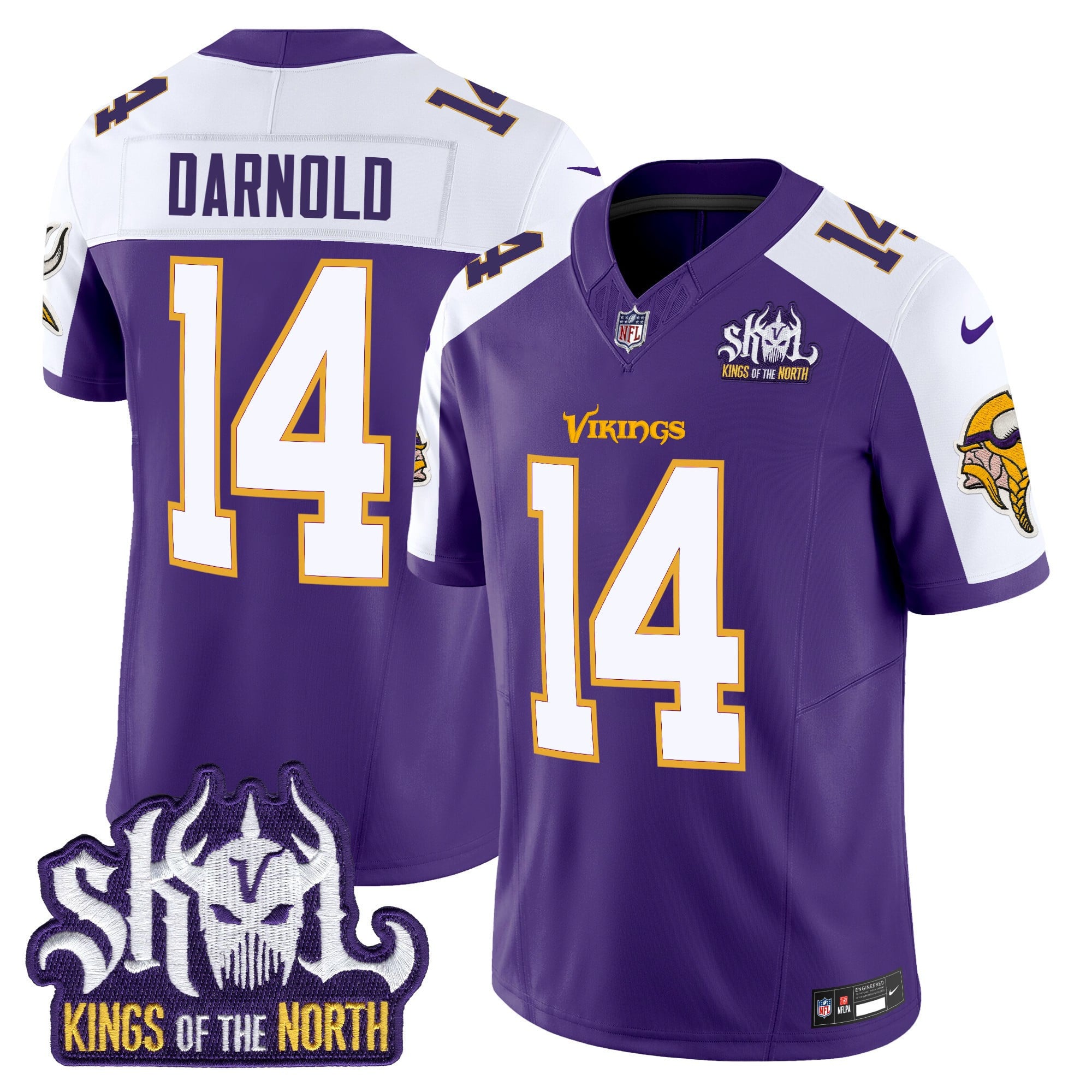 Men's Minnesota Vikings King Of The North Patch Throwback Vapor Limited Jersey V2 - All Stitched