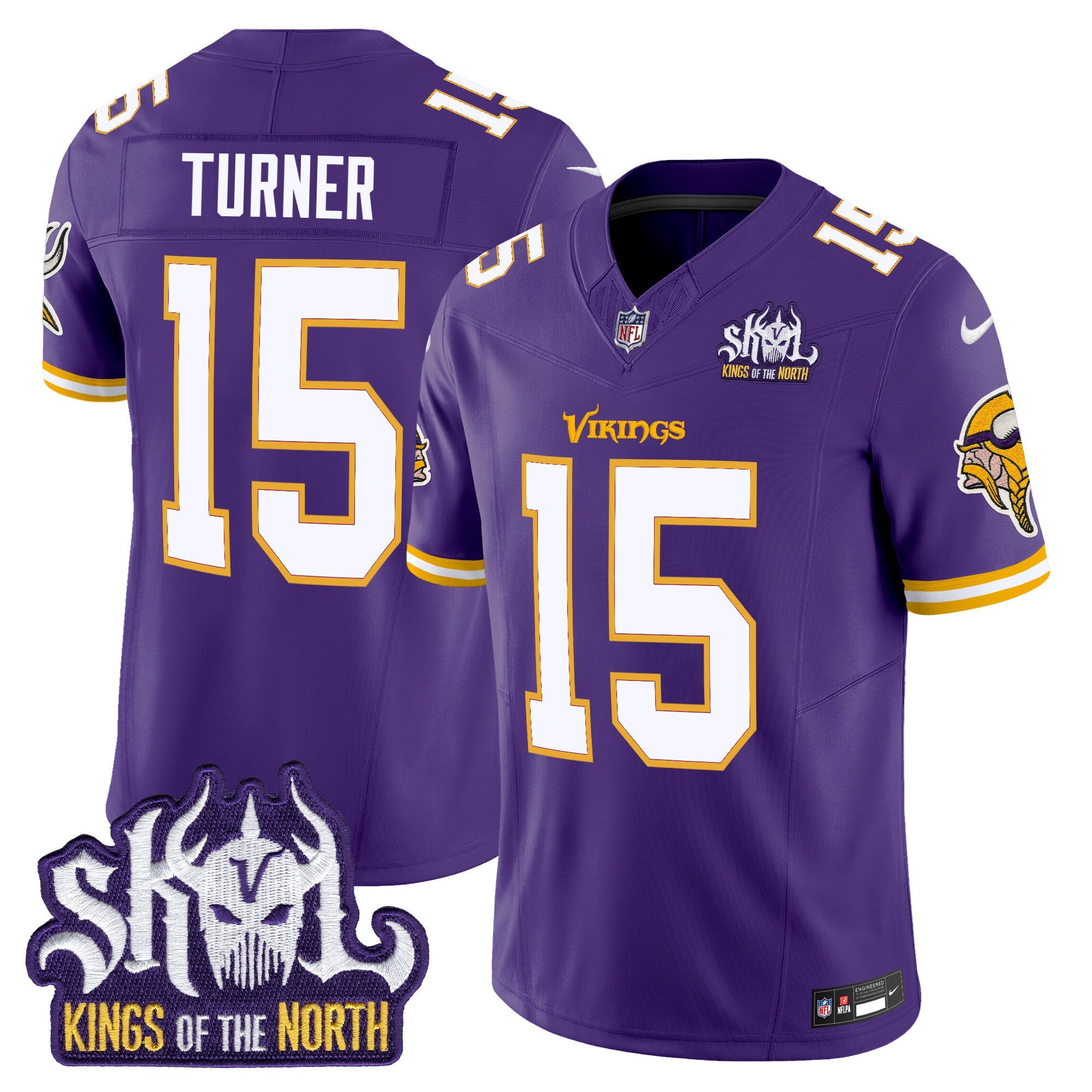 Men's Minnesota Vikings King Of The North Patch Throwback Vapor Limited Jersey - All Stitched
