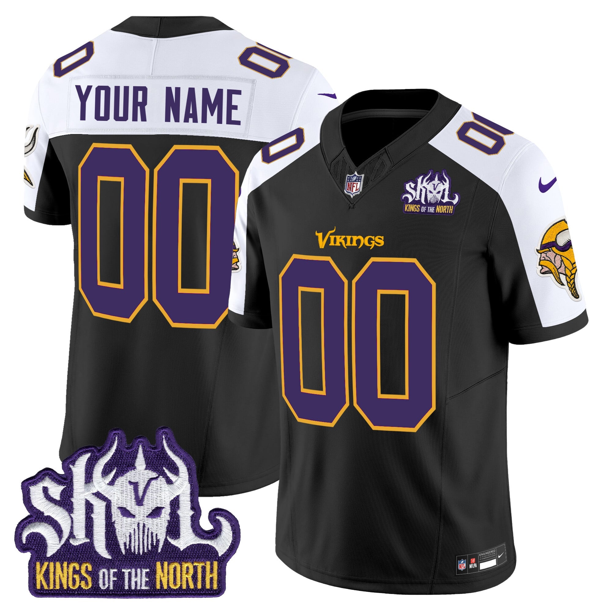 Minnesota Vikings King Of The North Patch Throwback Vapor Limited Custom Jersey V2 - All Stitched